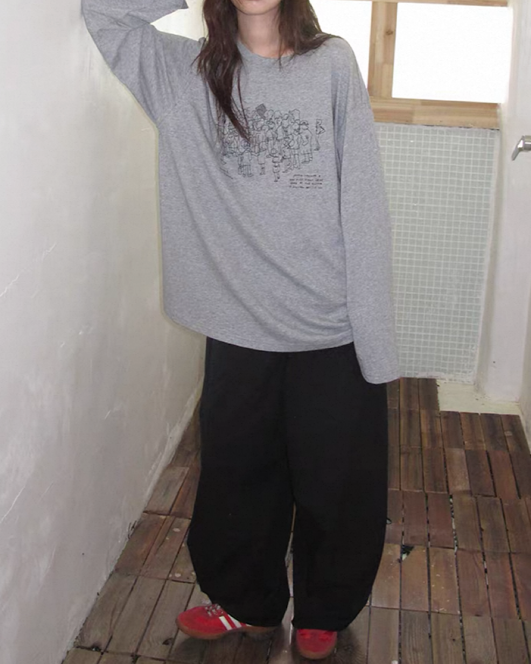イラストプリントロングTシャツ SL703