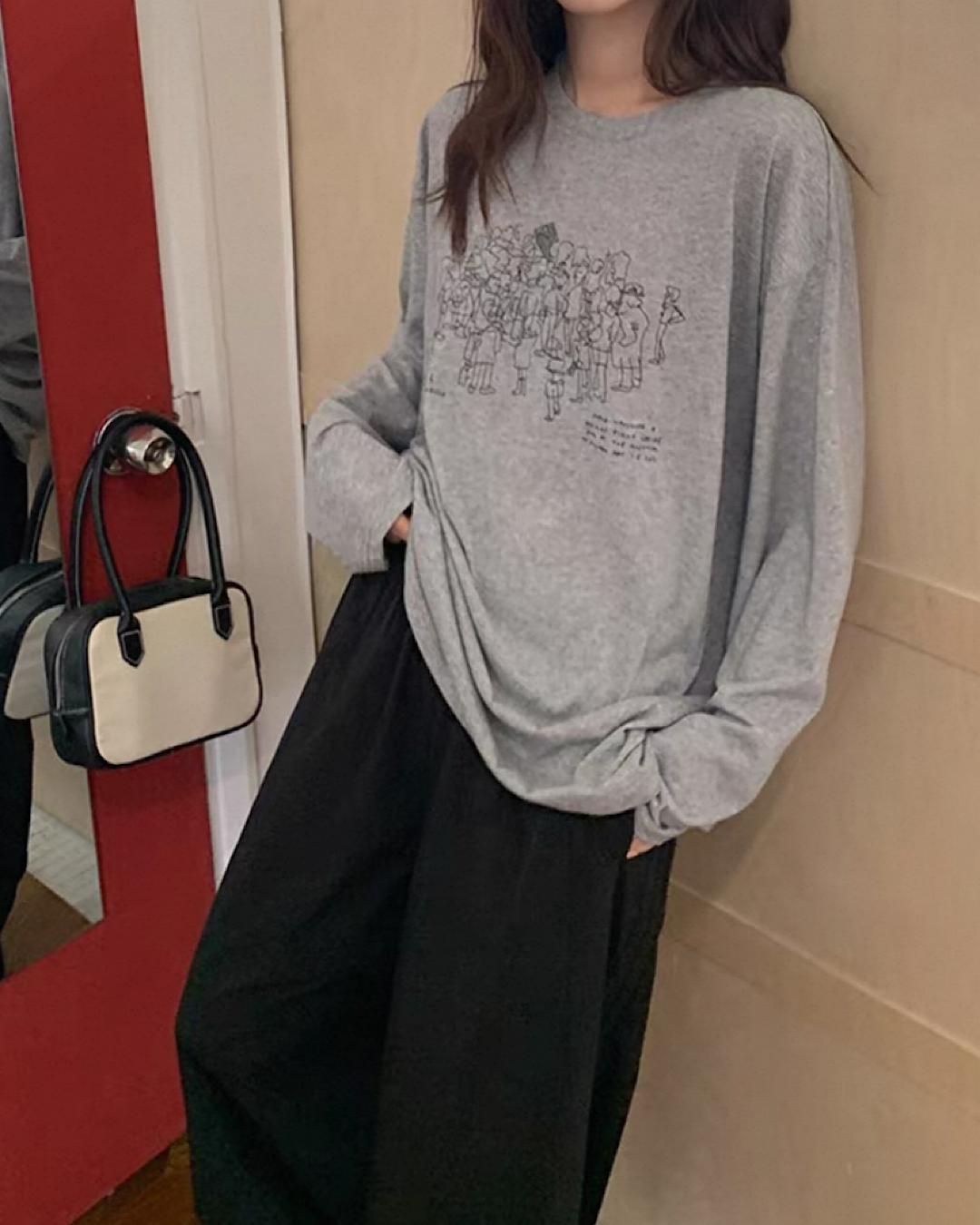 イラストプリントロングTシャツ SL703