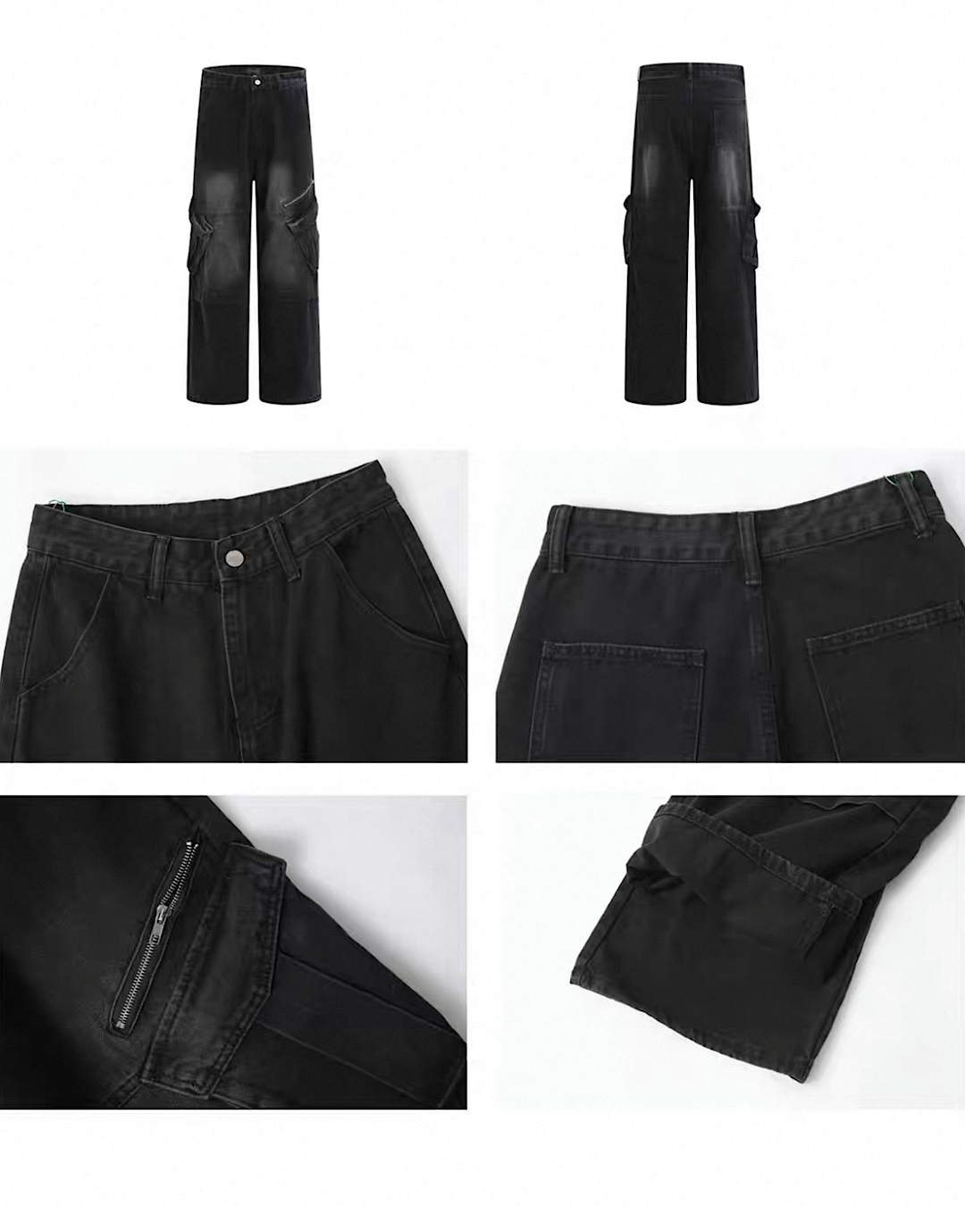 ウォッシュ加工カーゴデニムパンツ M020