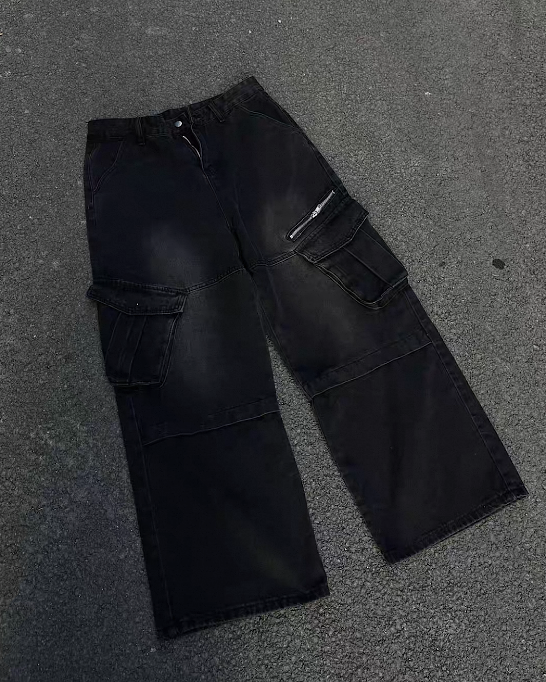 ウォッシュ加工カーゴデニムパンツ M020
