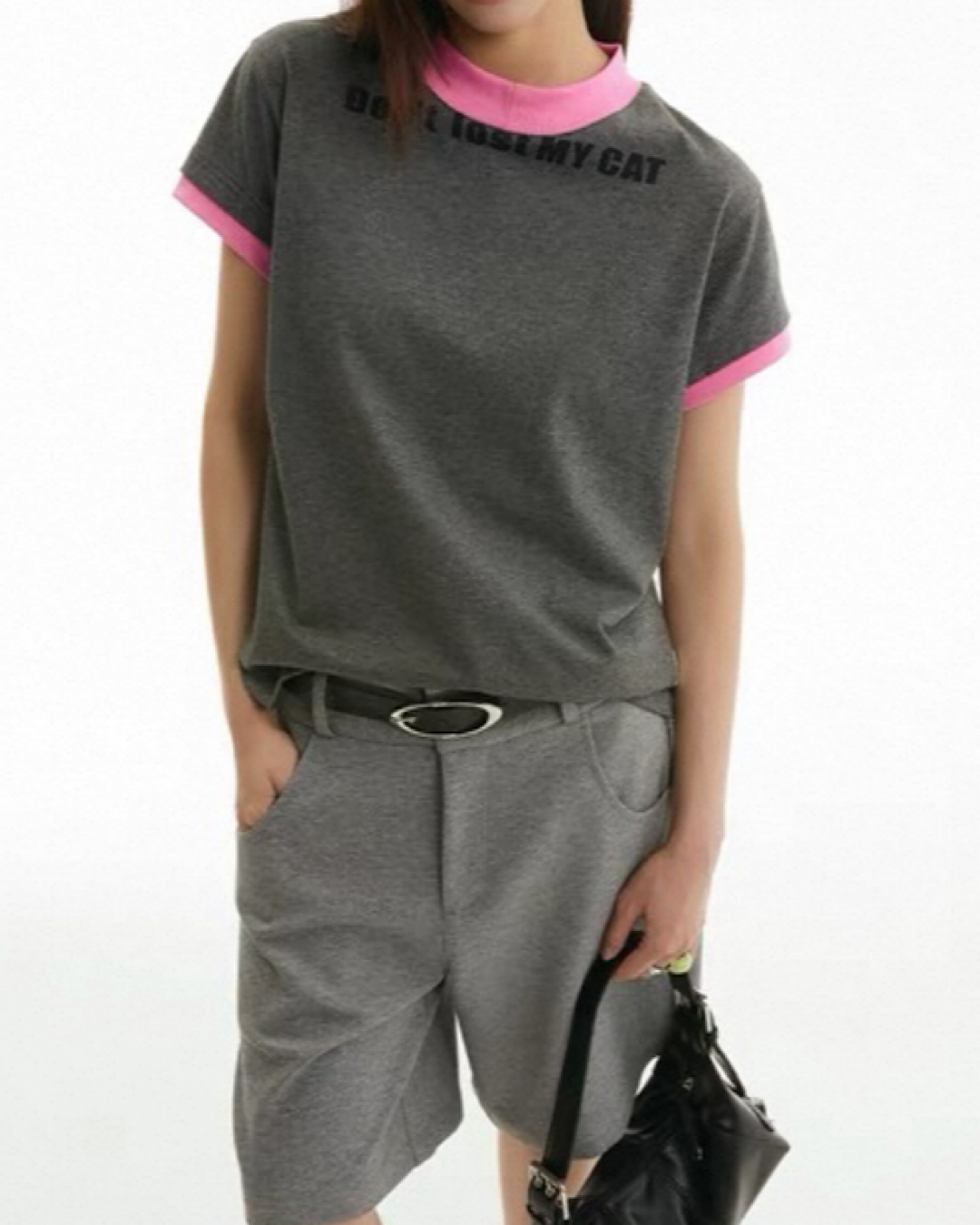 コントラストカラーボトルネックTシャツ SL696