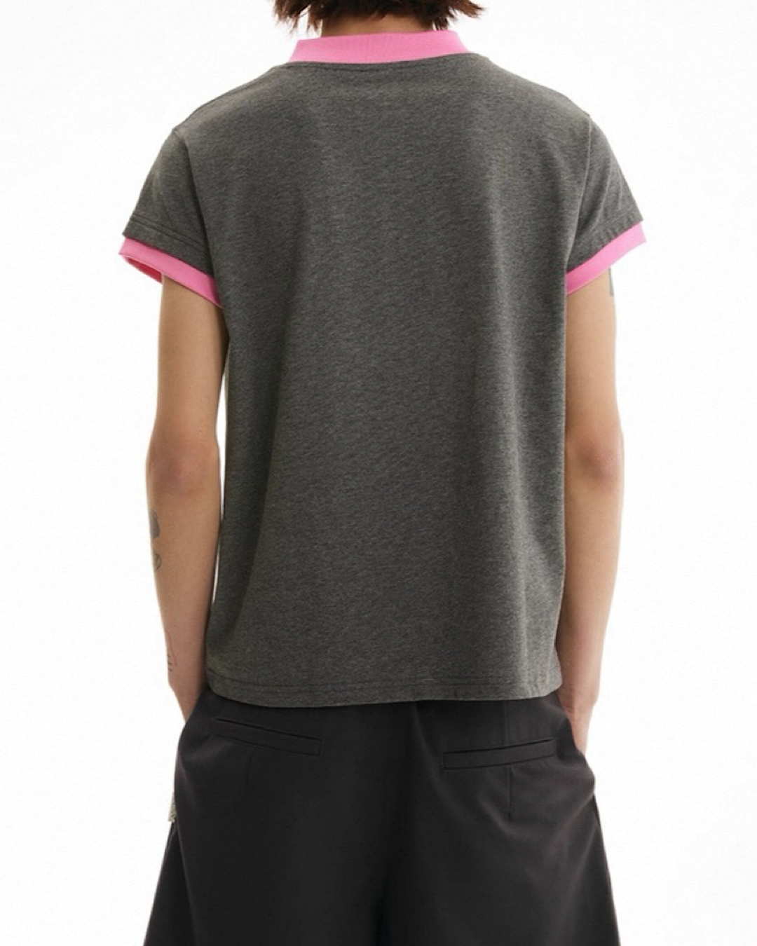 コントラストカラーボトルネックTシャツ SL696