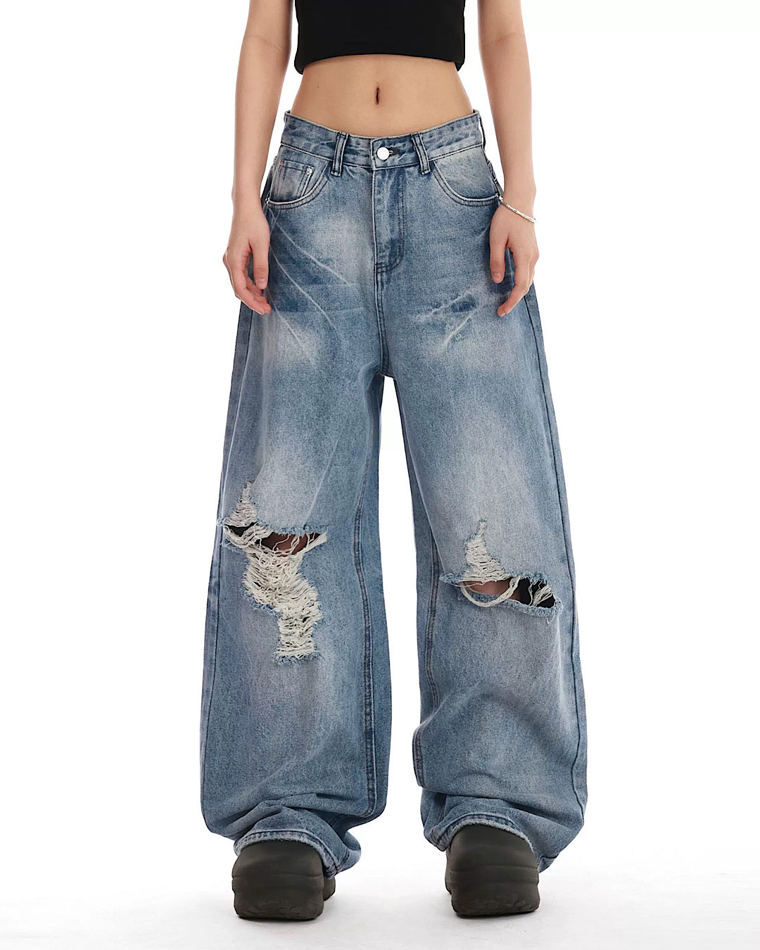 ダメージ加工デニムパンツ SL745
