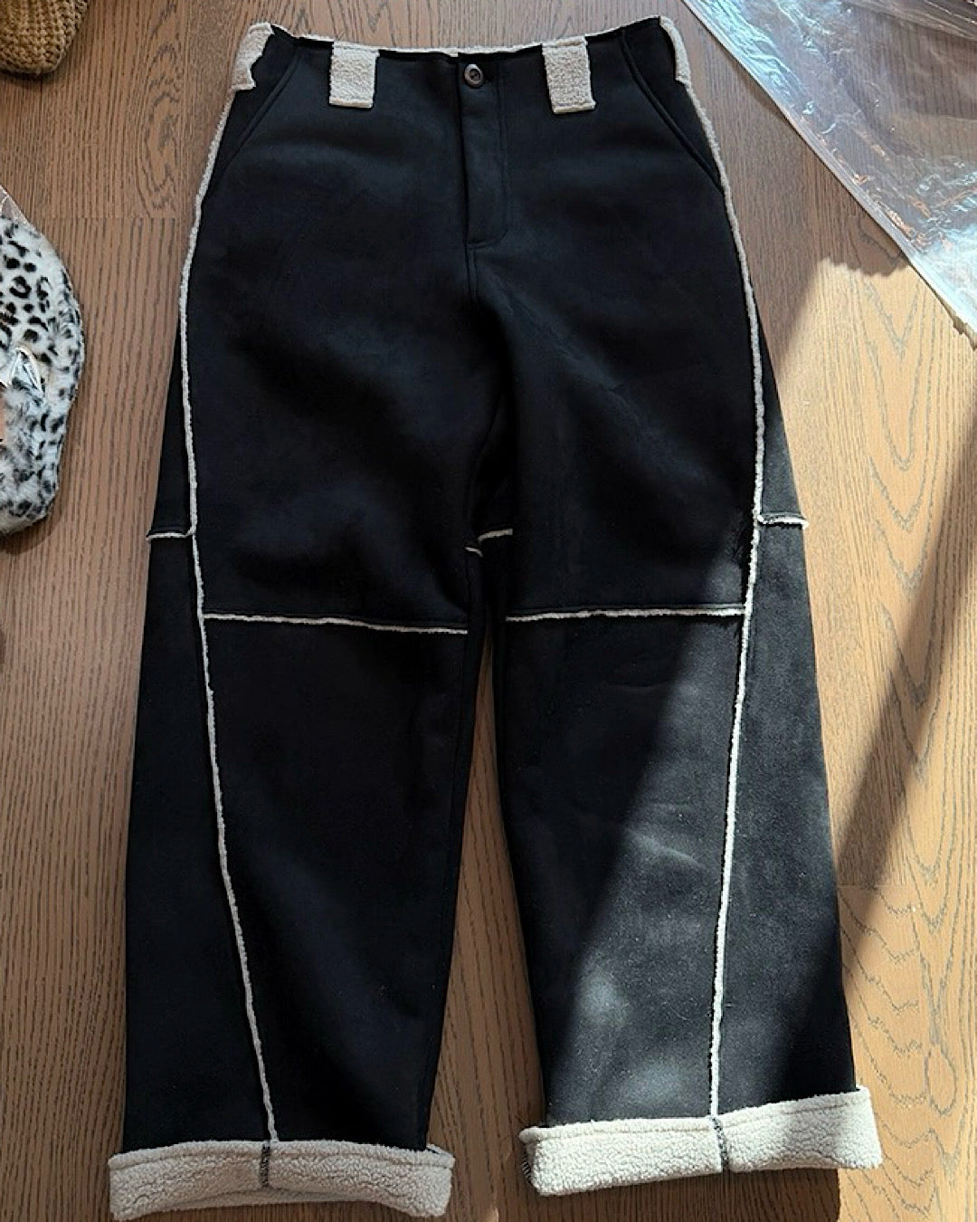 裏ボアパイピングワイドパンツ M034