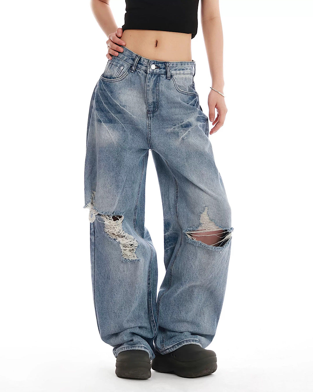 ダメージ加工デニムパンツ SL745