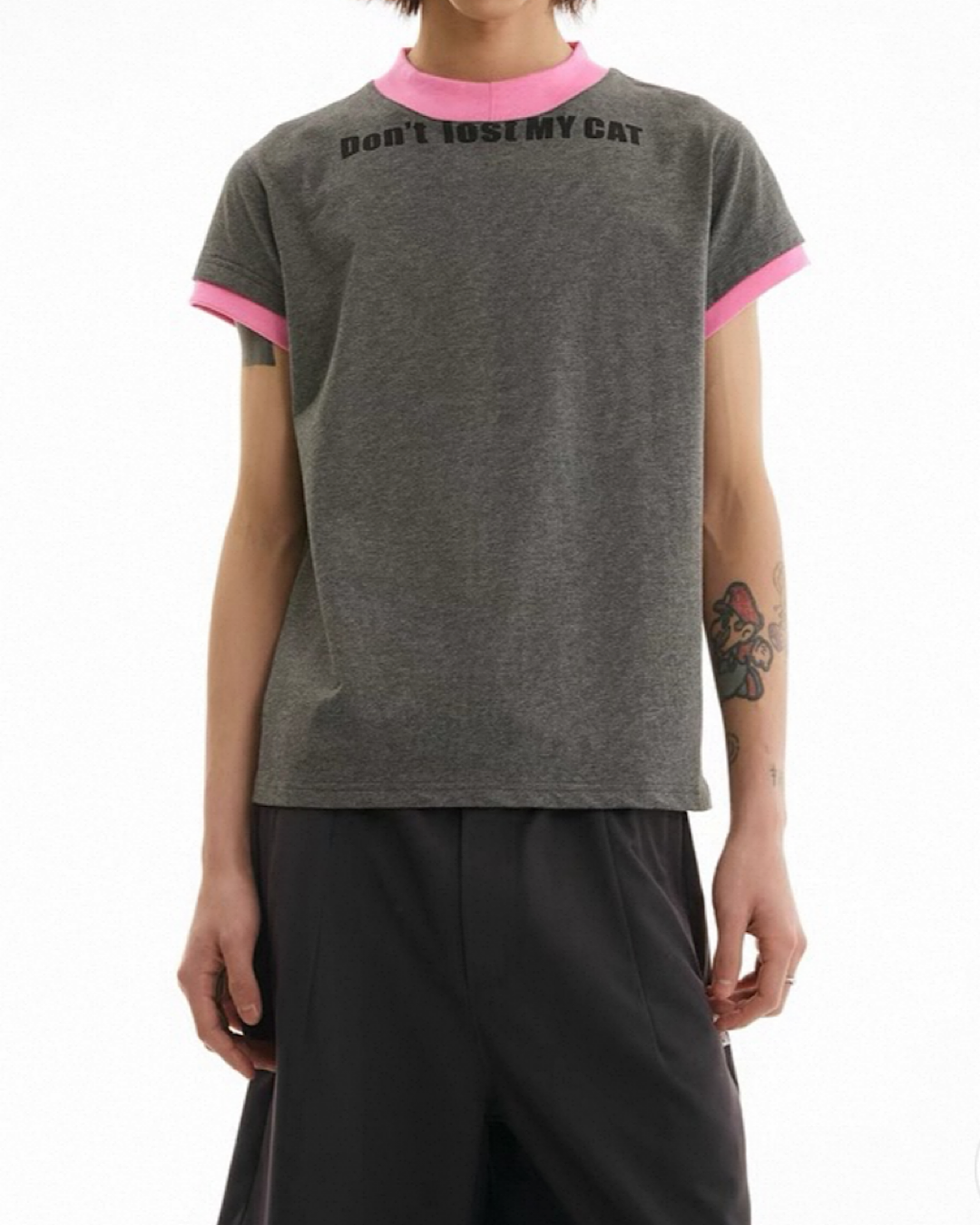 コントラストカラーボトルネックTシャツ SL696