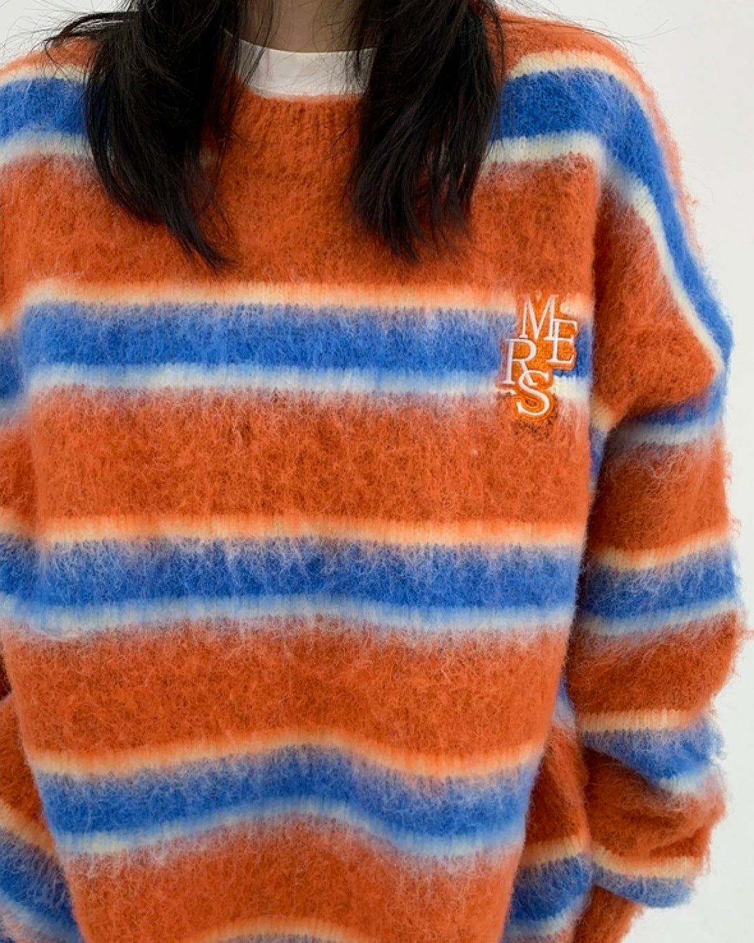 ボーダー柄シャギーニット SL470