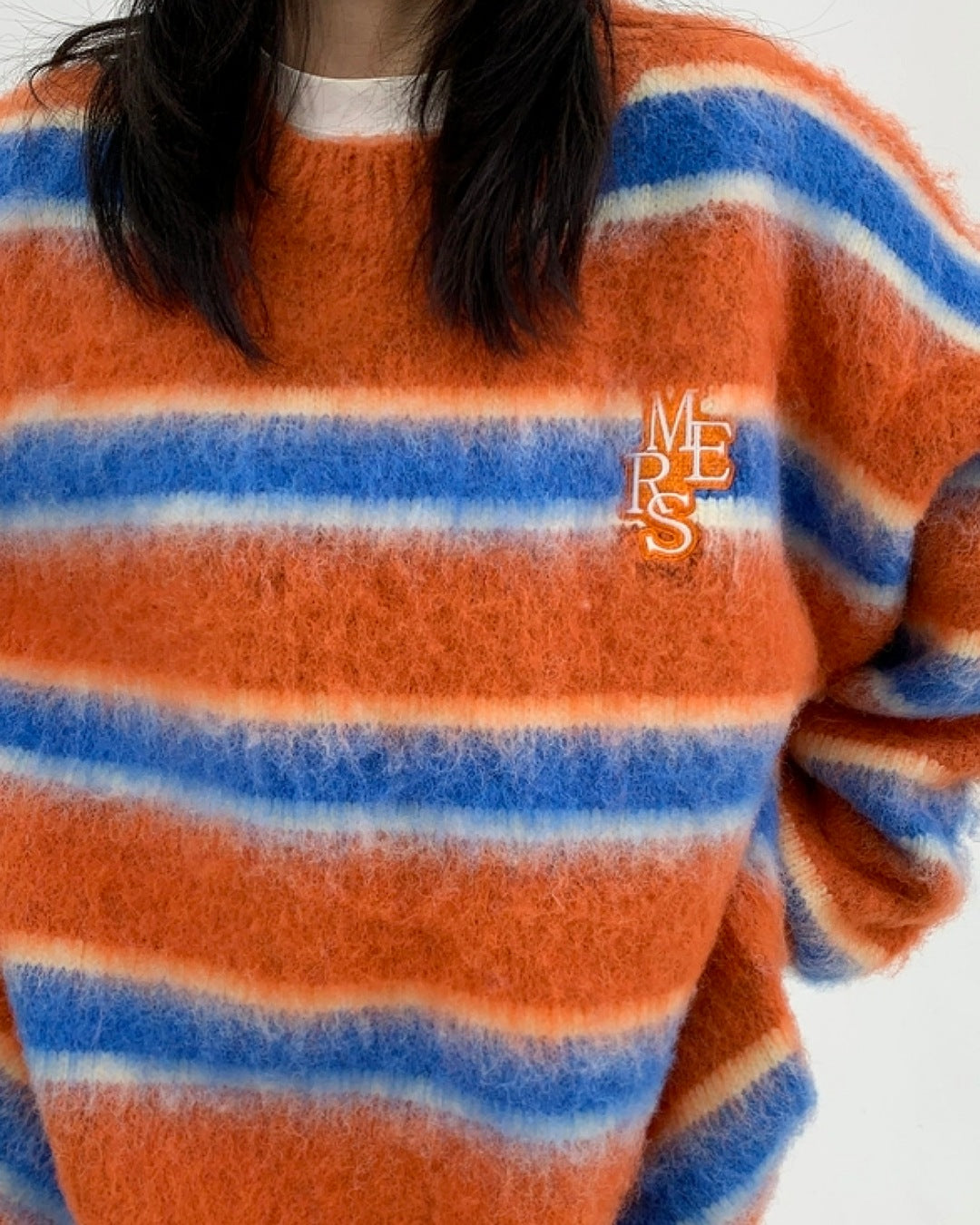 ボーダー柄シャギーニット SL470