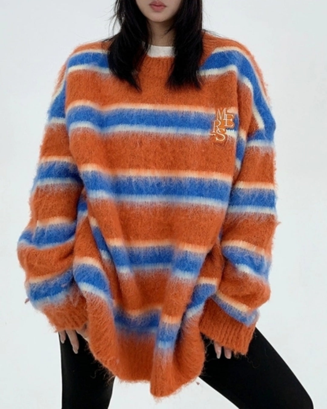 ボーダー柄シャギーニット SL470