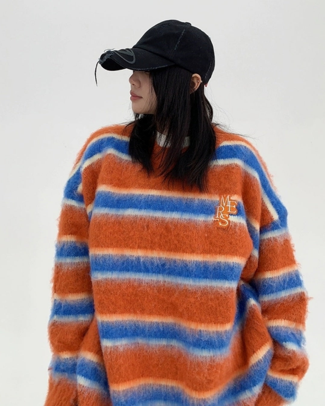 ボーダー柄シャギーニット SL470