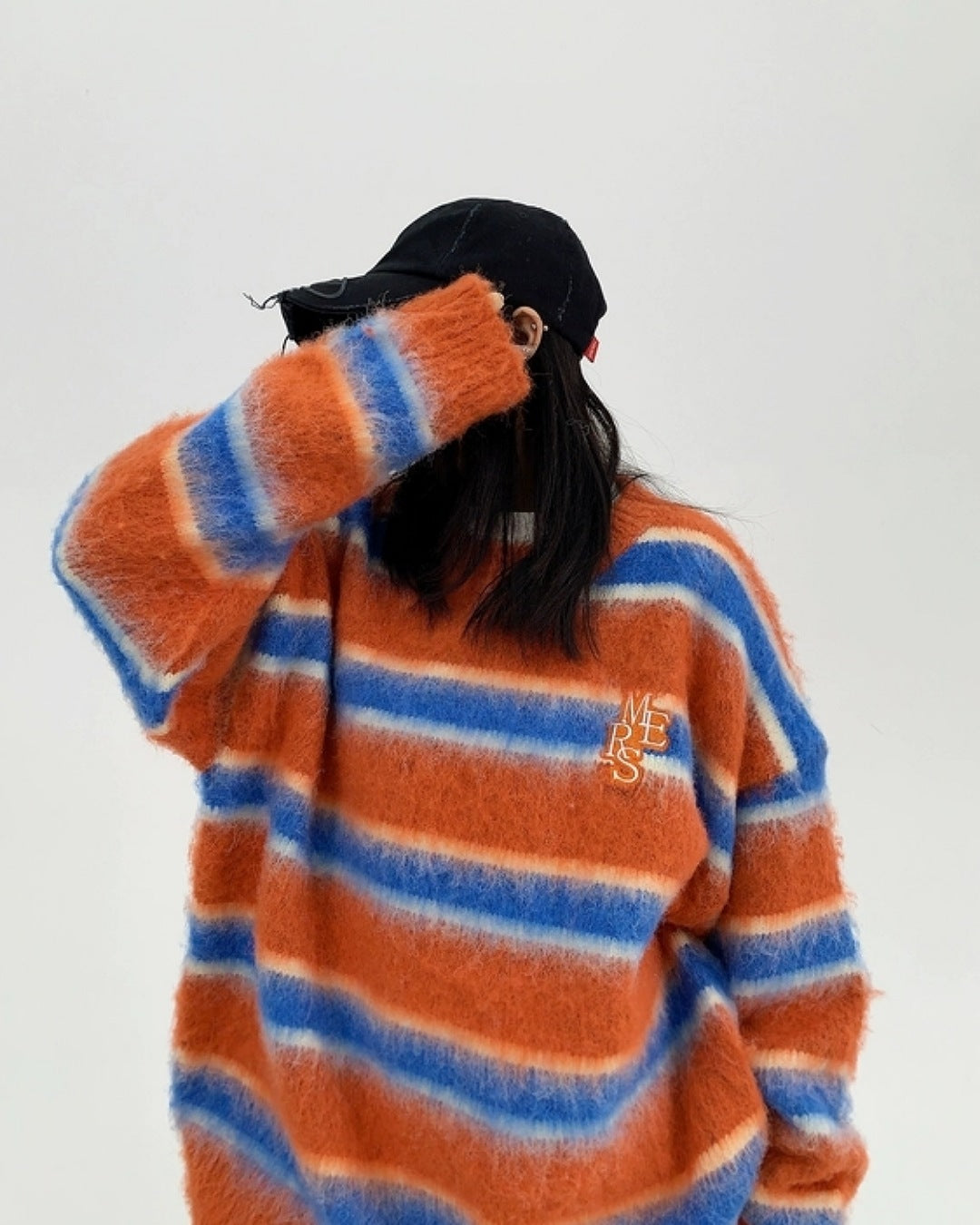 ボーダー柄シャギーニット SL470