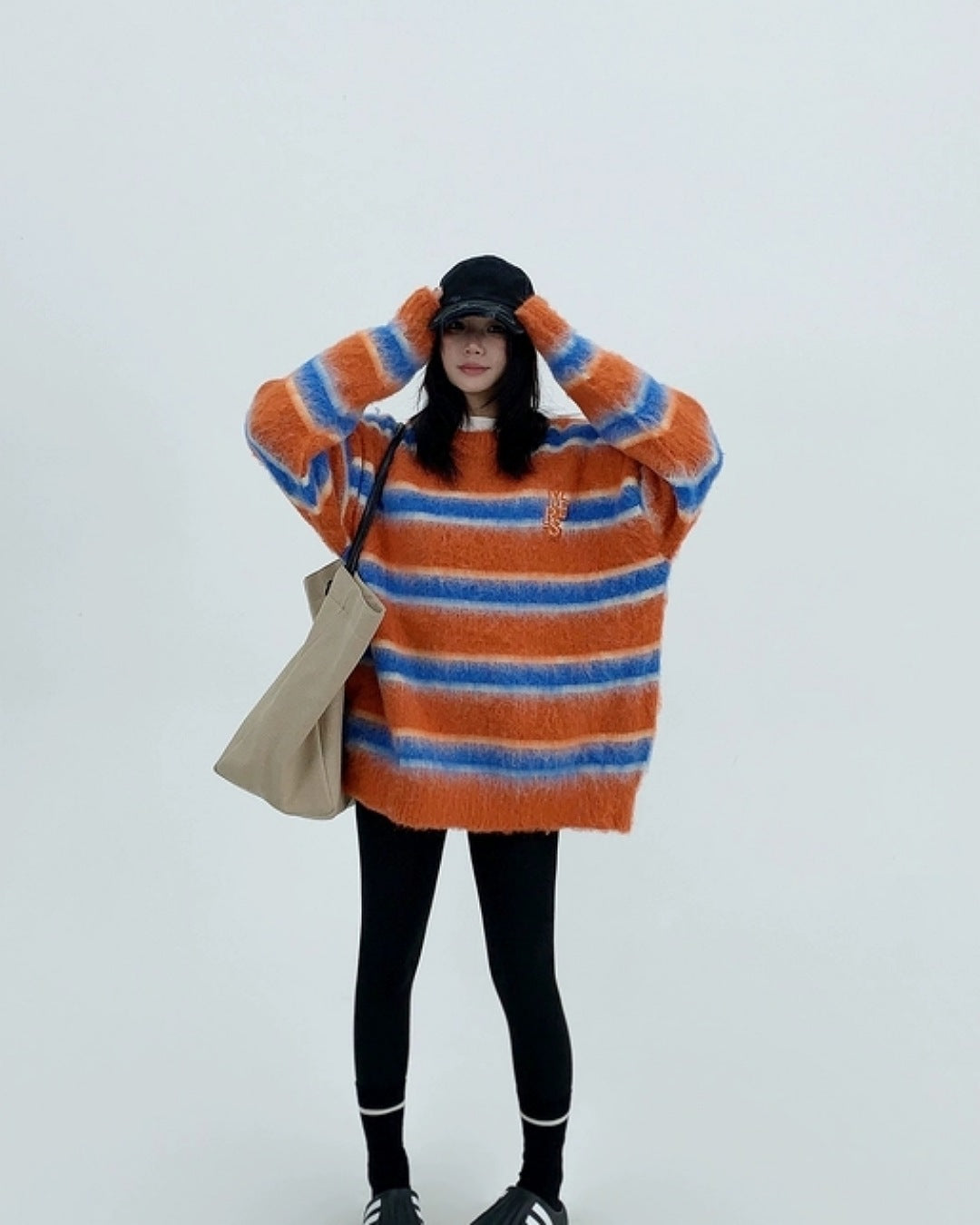 ボーダー柄シャギーニット SL470