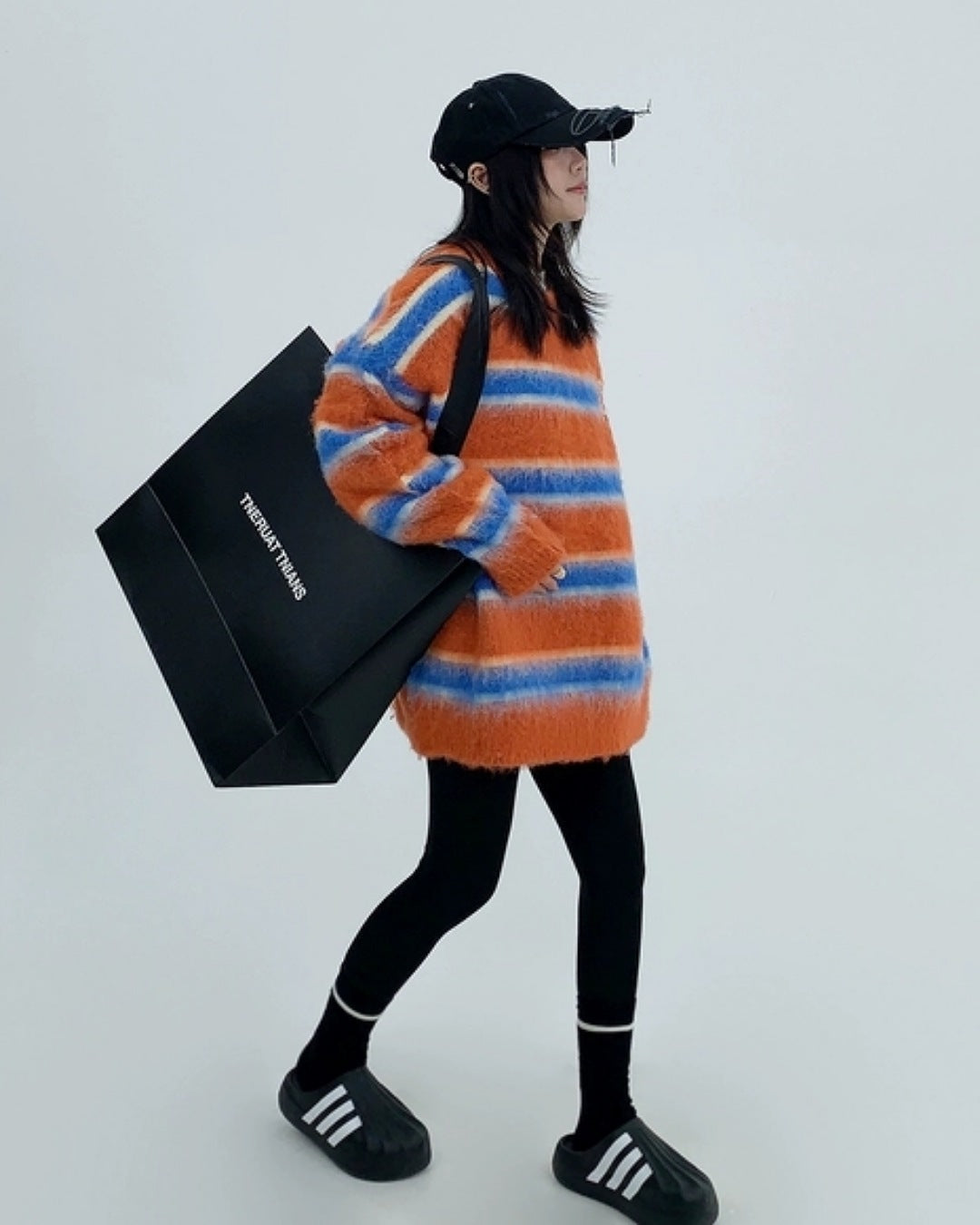 ボーダー柄シャギーニット SL470