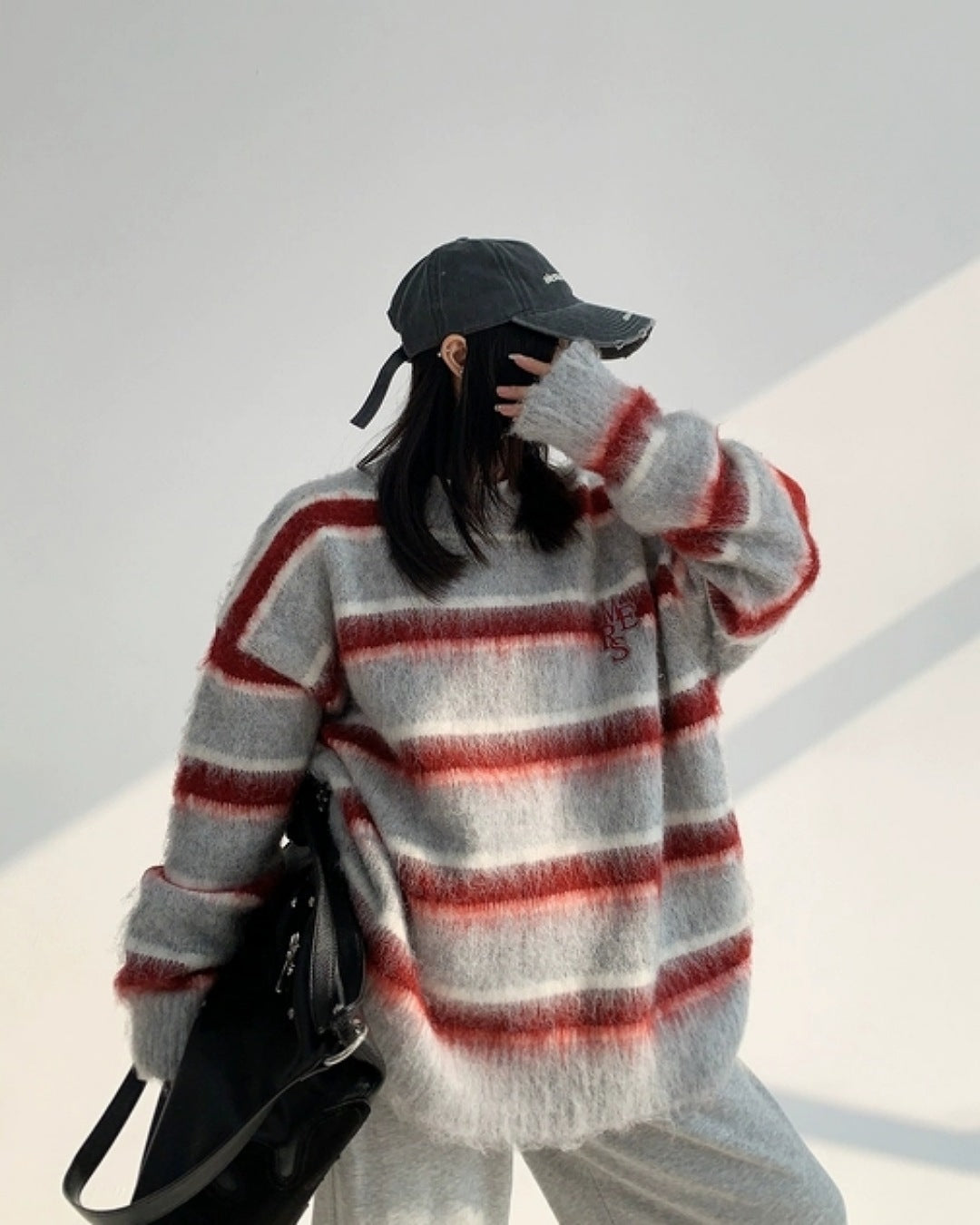 ボーダー柄シャギーニット SL470