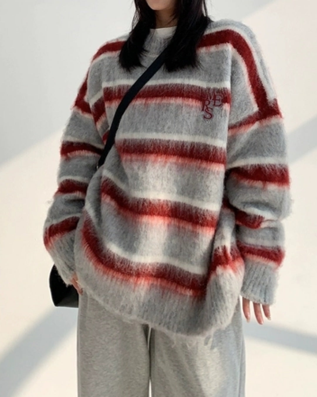 ボーダー柄シャギーニット SL470