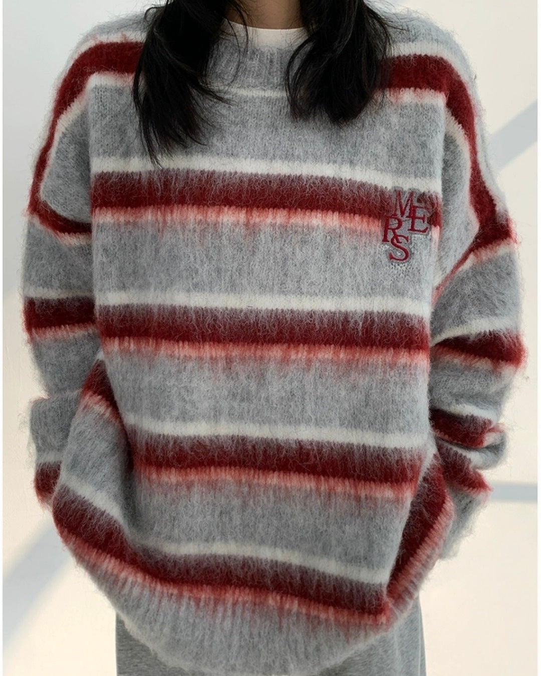 ボーダー柄シャギーニット SL470