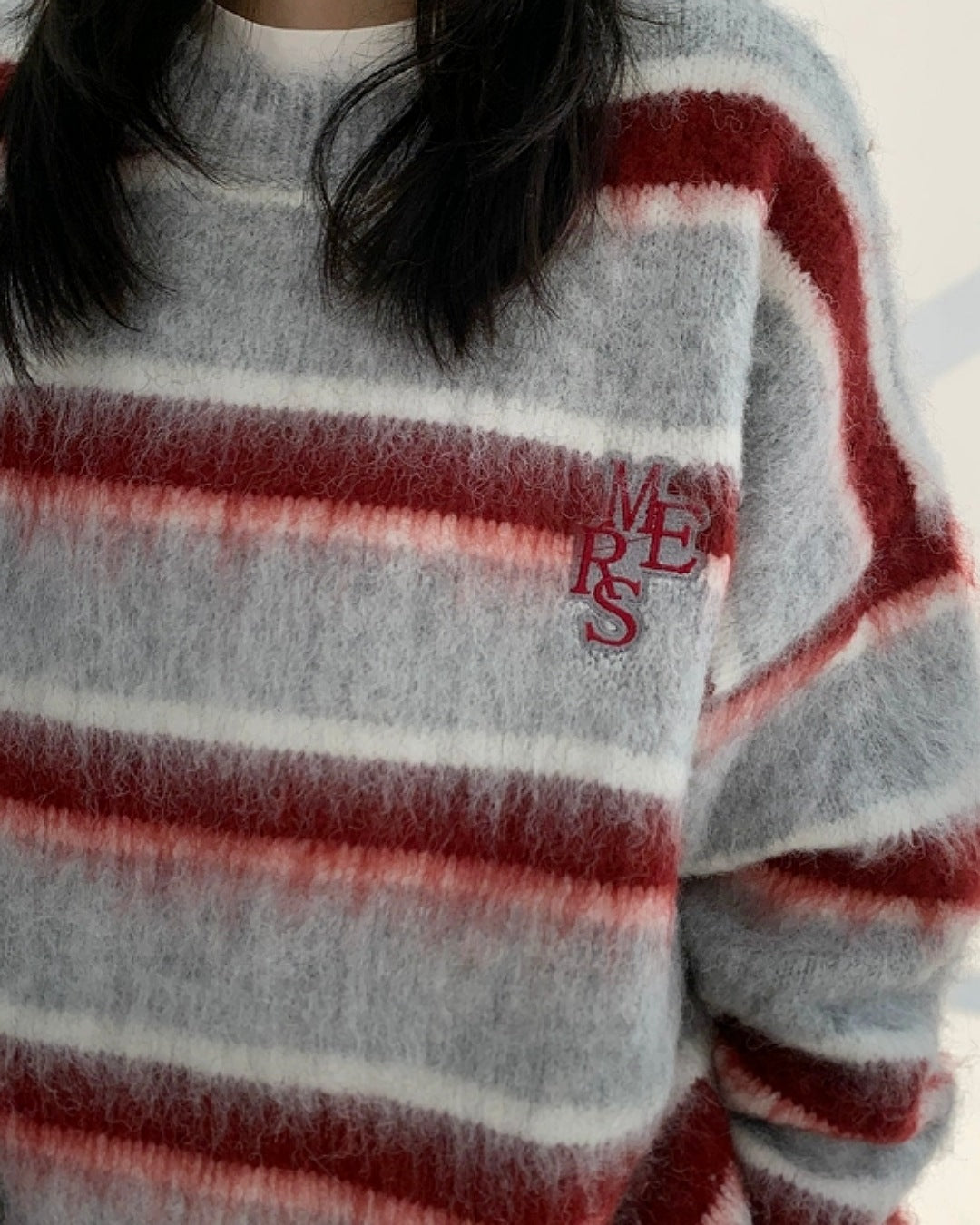 ボーダー柄シャギーニット SL470