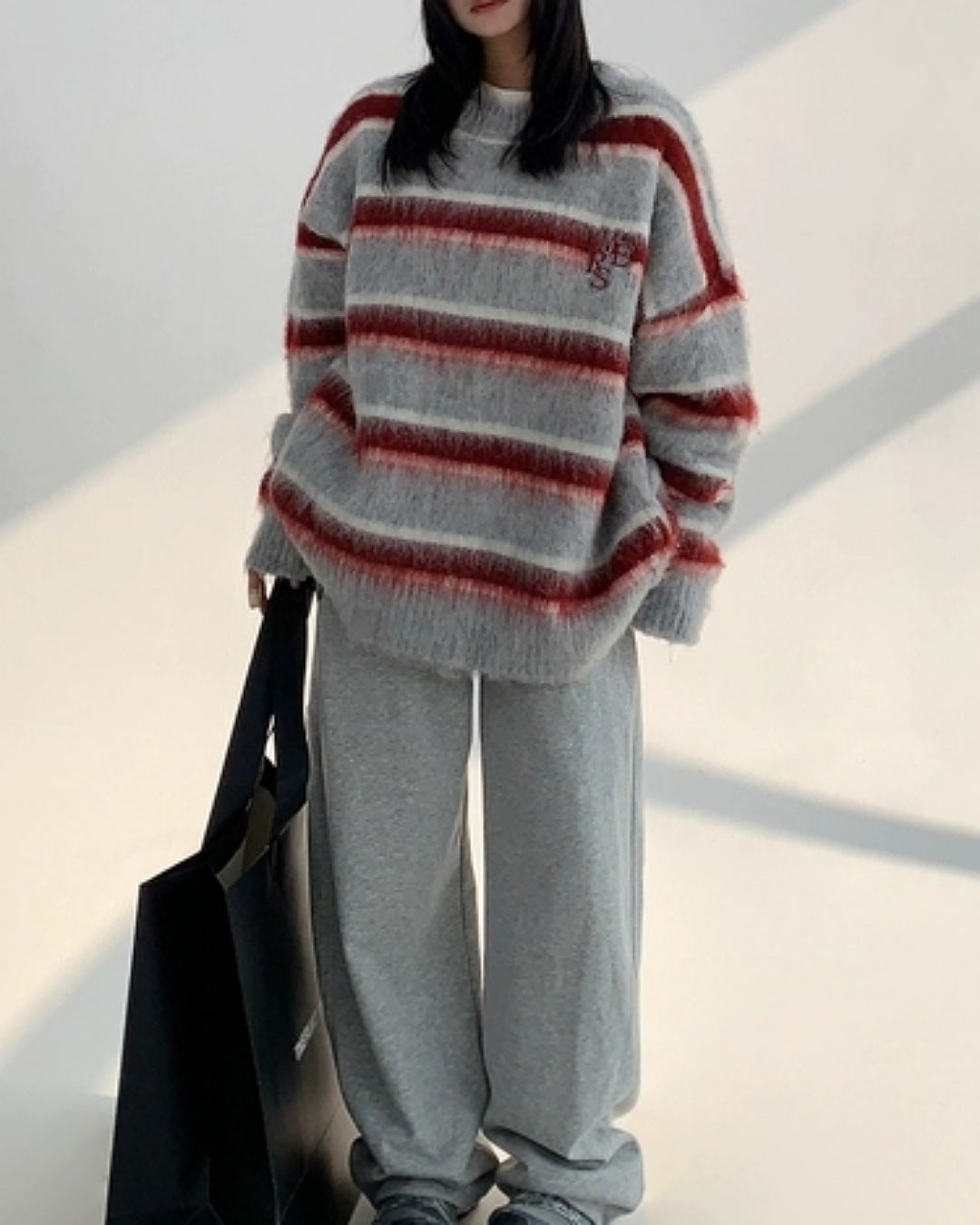 ボーダー柄シャギーニット SL470