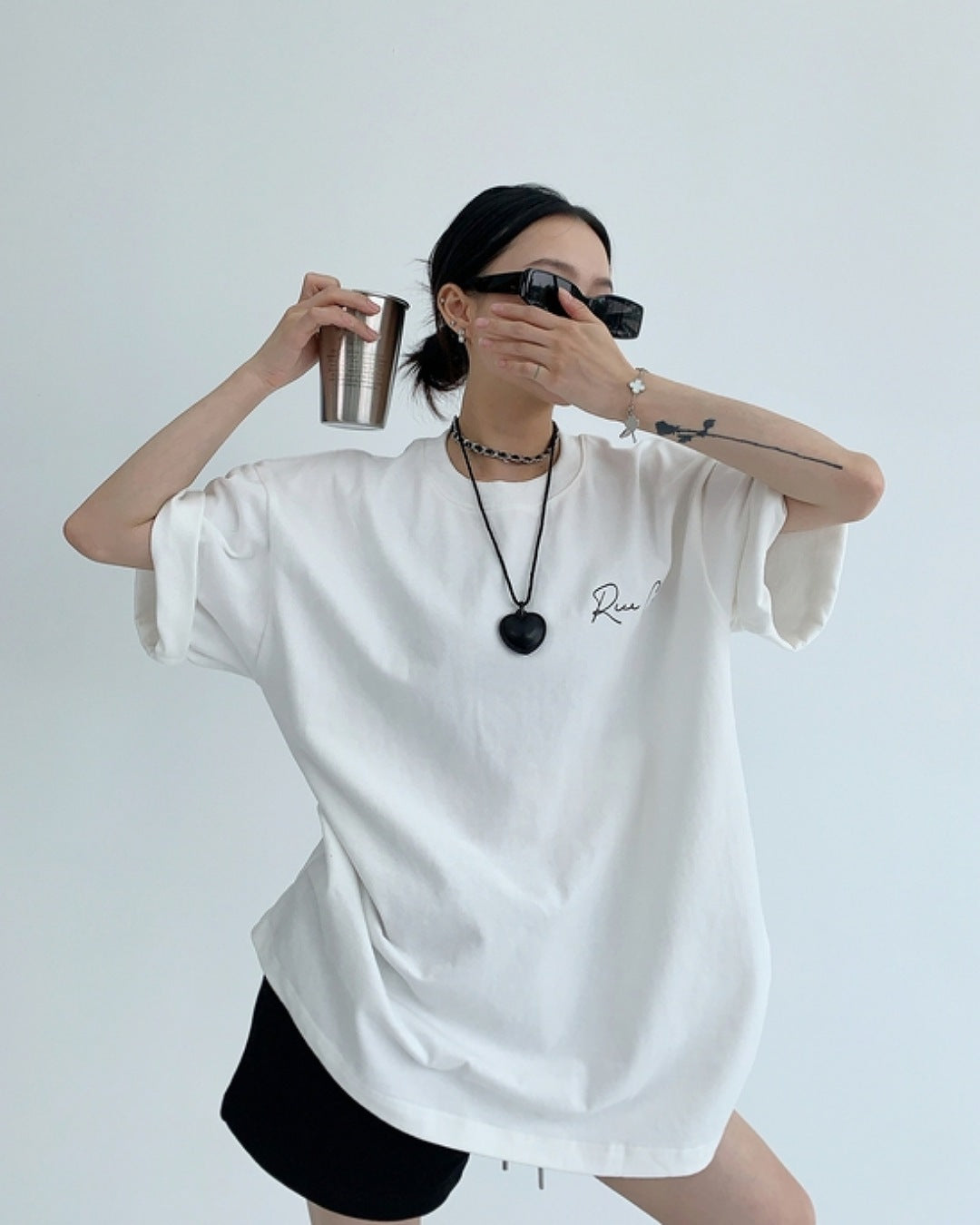 バックタグレタリングTシャツ SL557