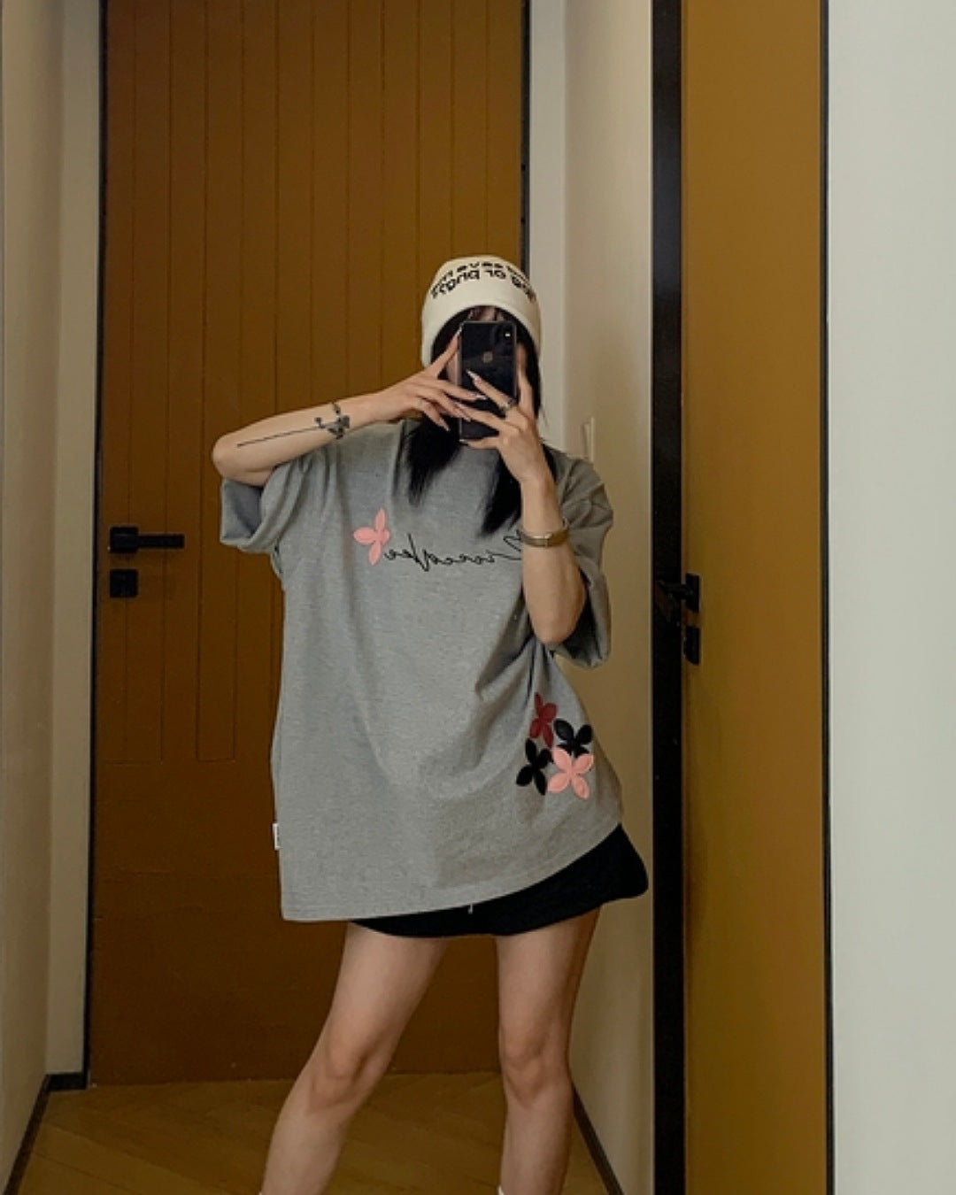 フラワーパッチTシャツ SL560