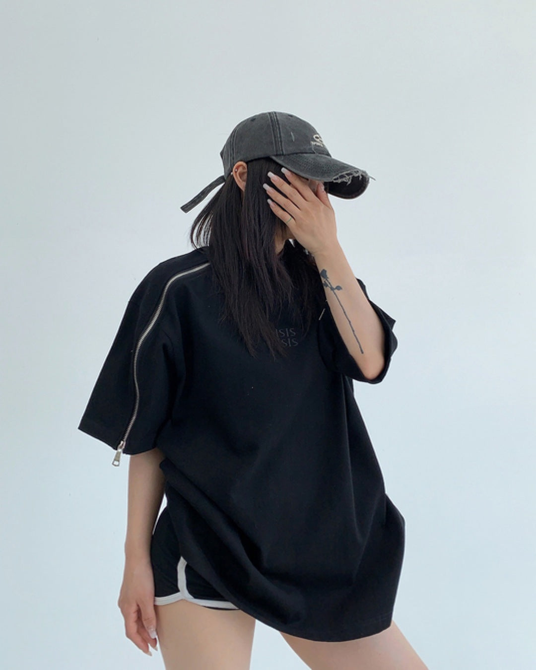 スリーブジッパーTシャツ SL586