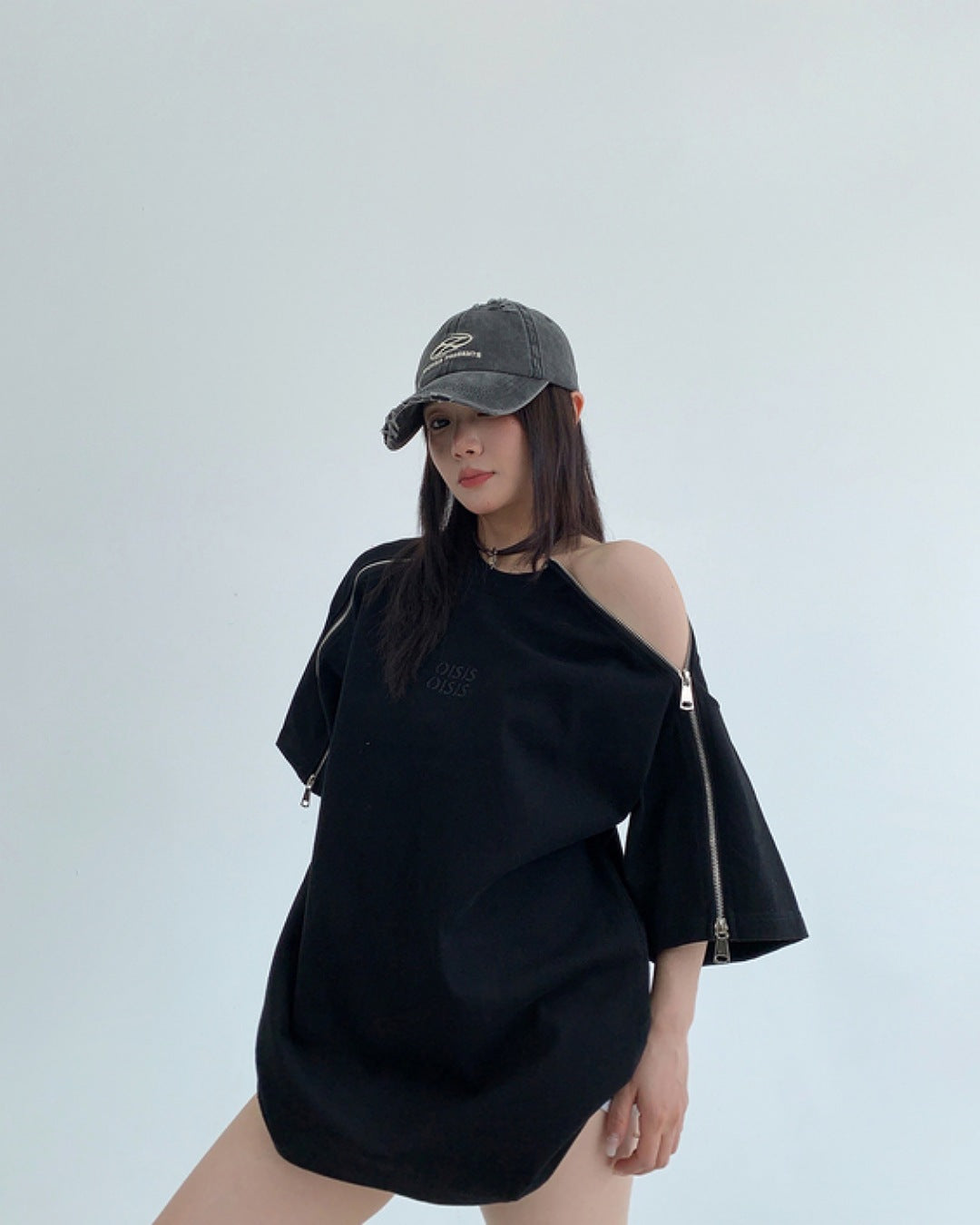 スリーブジッパーTシャツ SL586