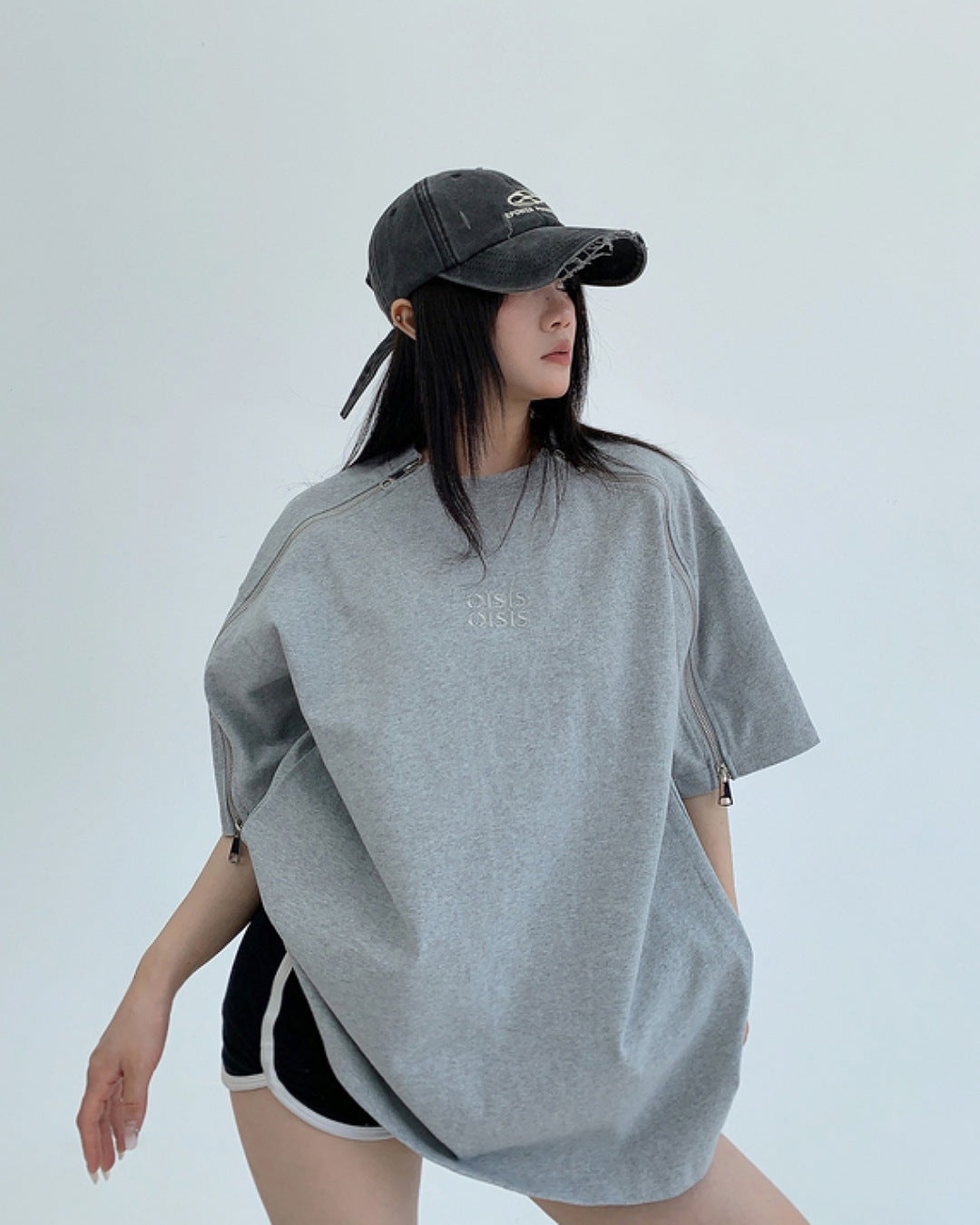 スリーブジッパーTシャツ SL586