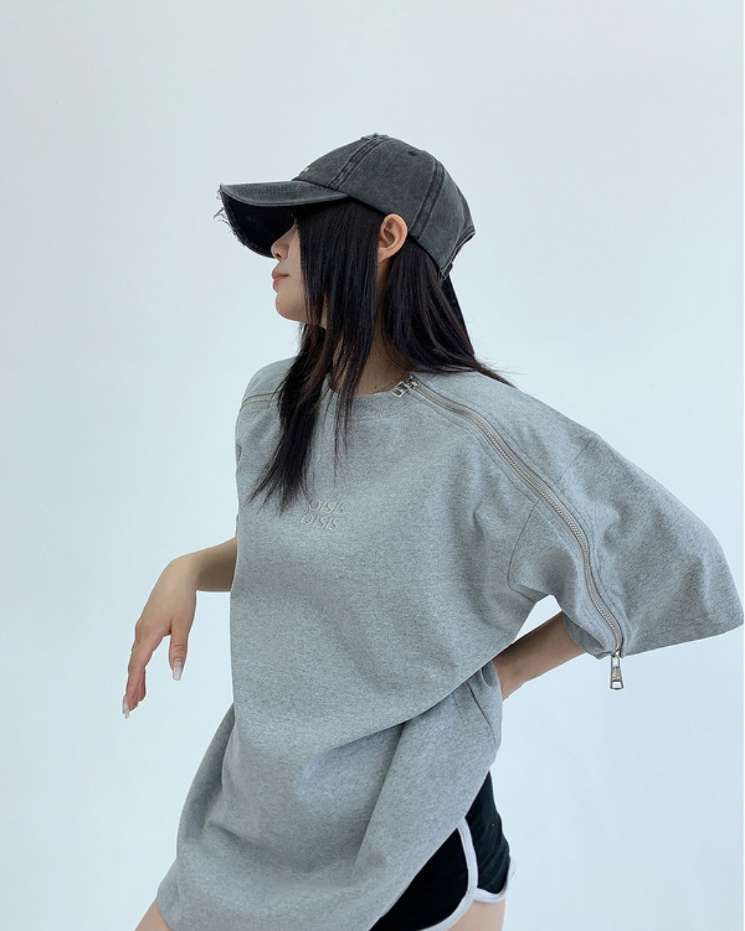 スリーブジッパーTシャツ SL586