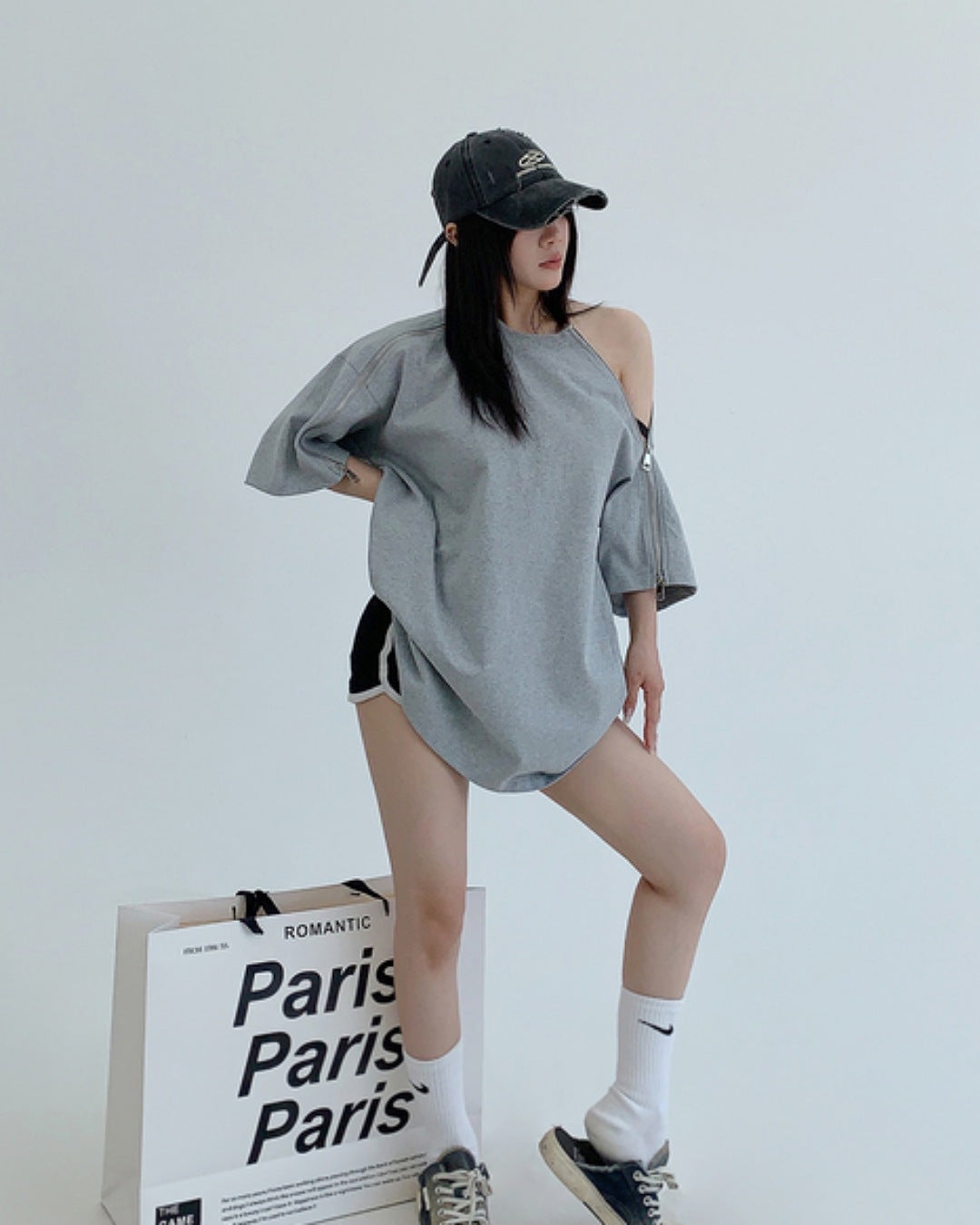 スリーブジッパーTシャツ SL586