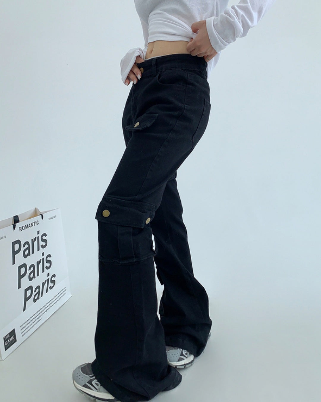 ベルトデザインフレアパンツ SL590