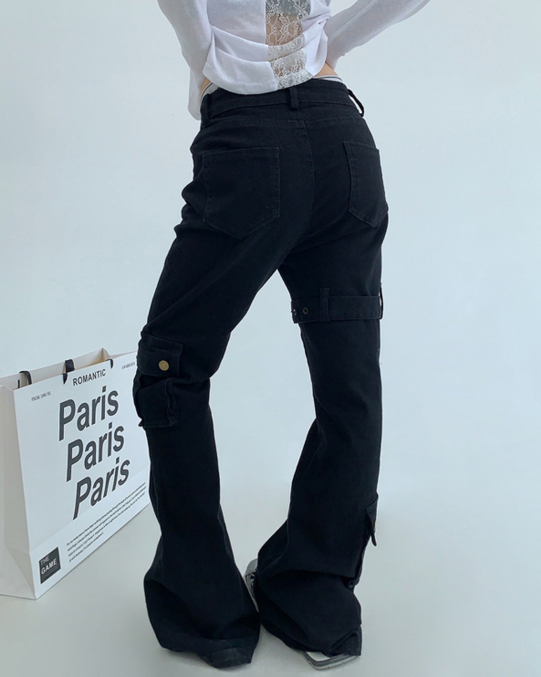 ベルトデザインフレアパンツ SL590