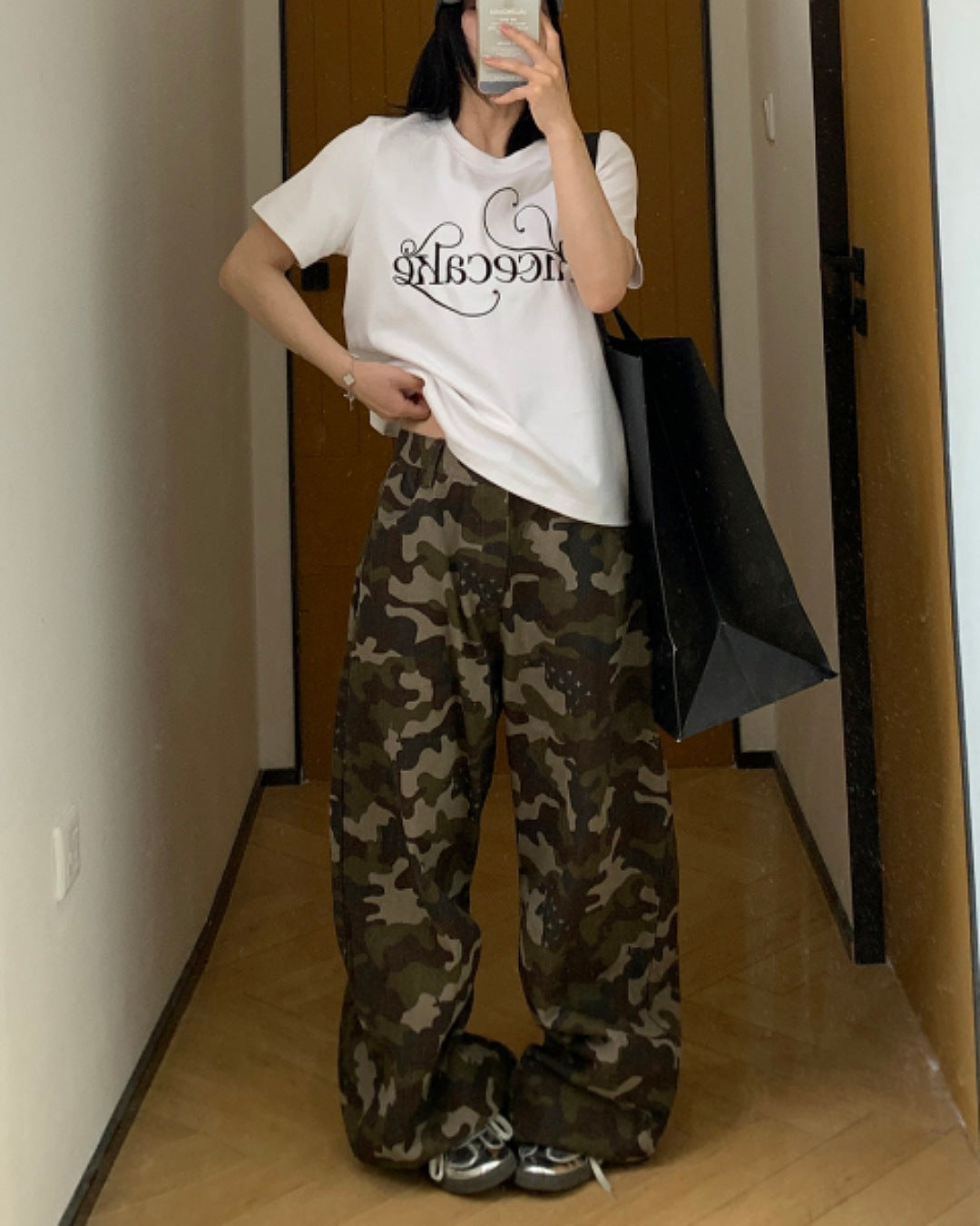 カモフラージュ柄ワイドパンツ SL612