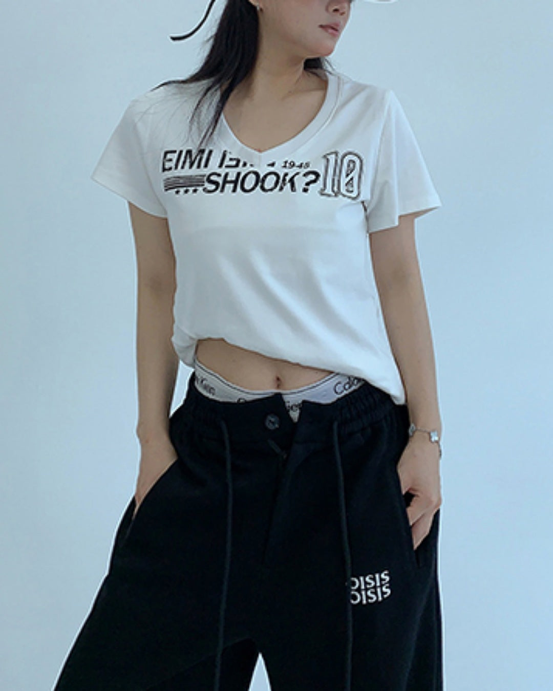 VネックプリントTシャツ SL669
