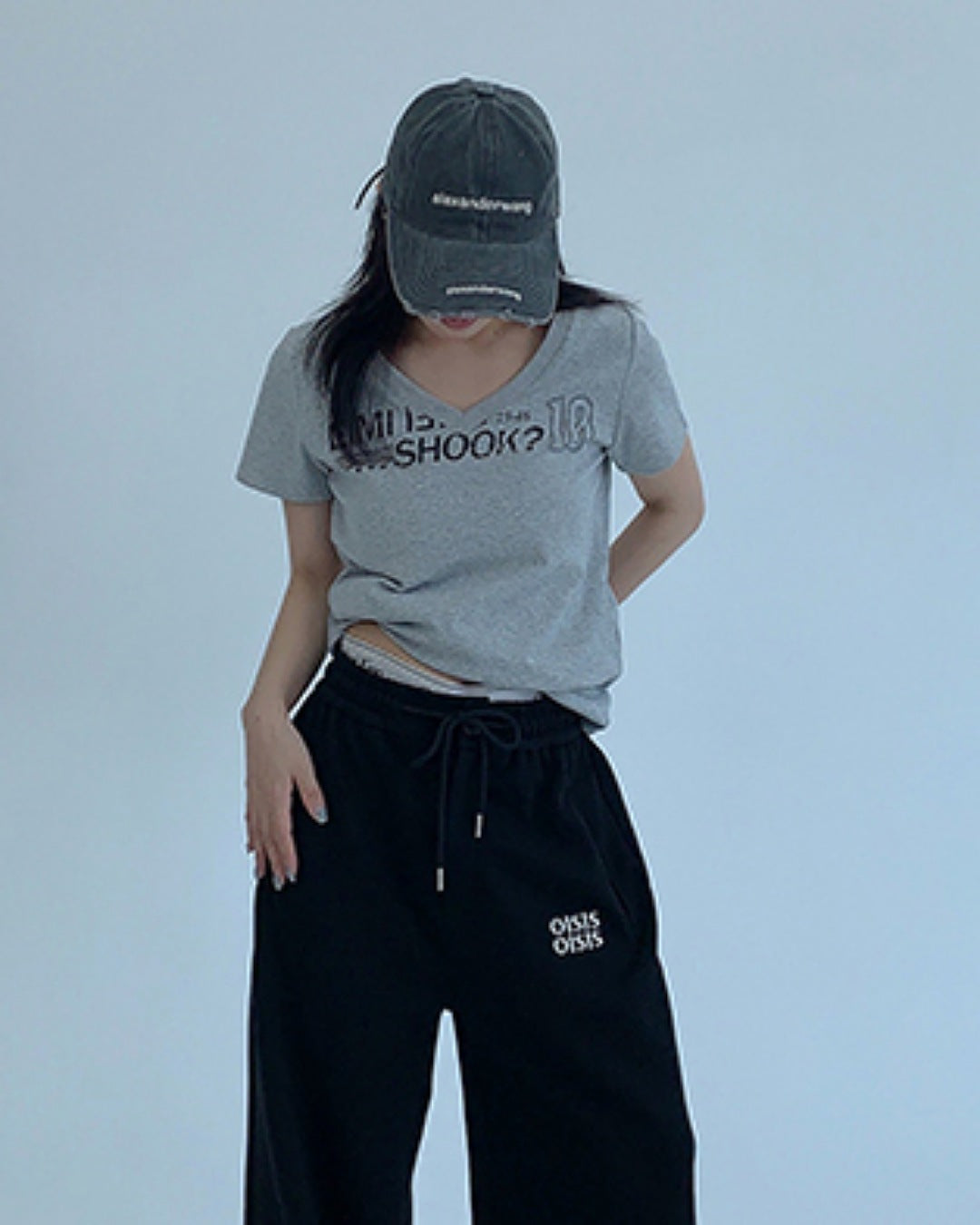 VネックプリントTシャツ SL669