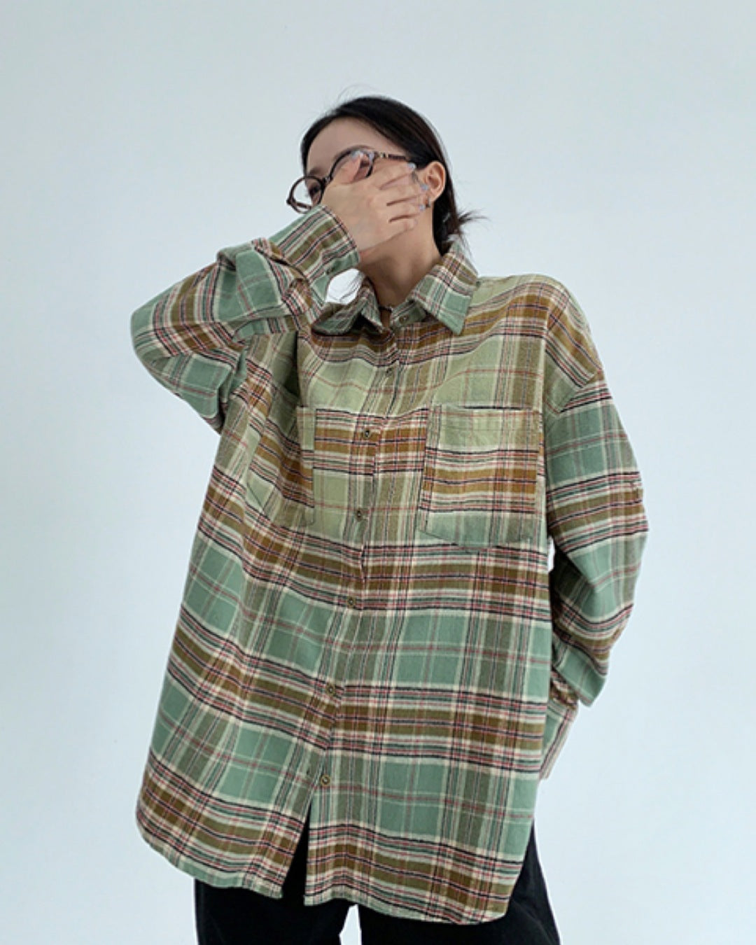 バッグロゴチェック柄シャツ SL681