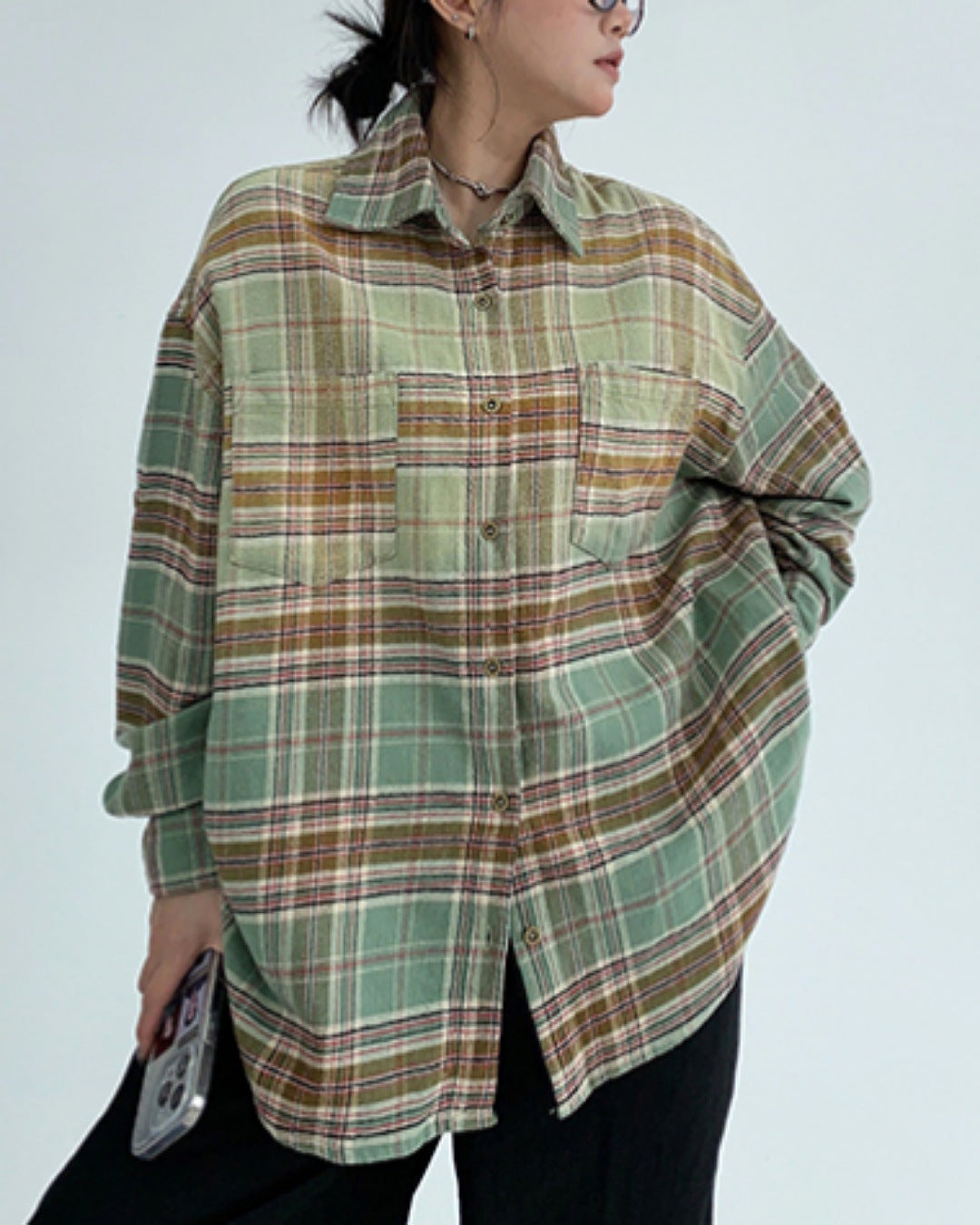 バッグロゴチェック柄シャツ SL681