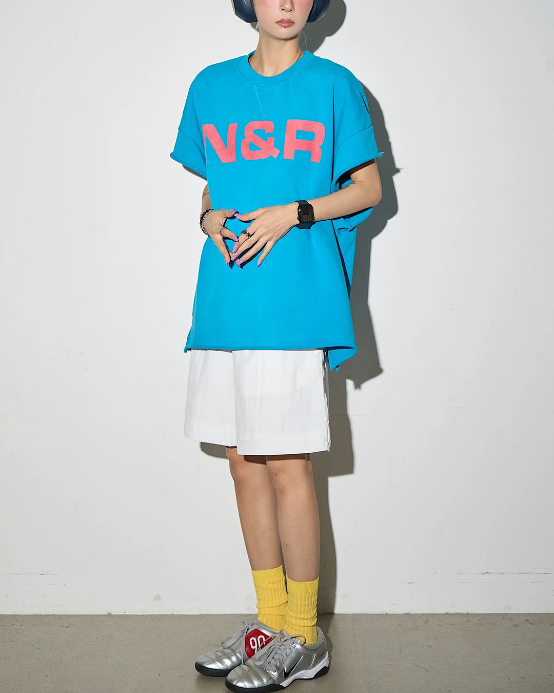 ダメージプリントフレンチスリーブTシャツ SL916