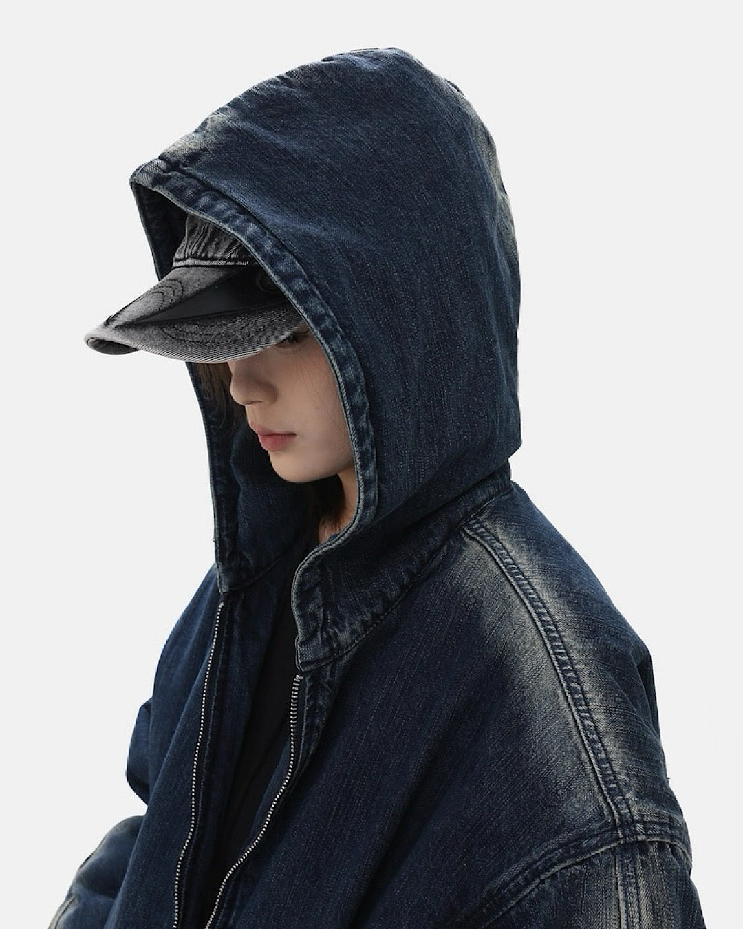 ウォッシュドデニムフードジャケット SL825