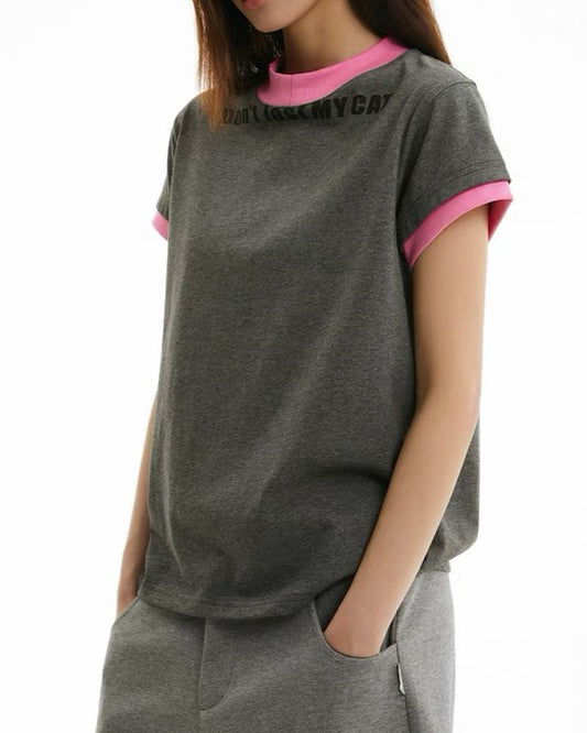 コントラストカラーボトルネックTシャツ SL696