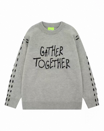 ステッチデザインニットプルオーバー M010