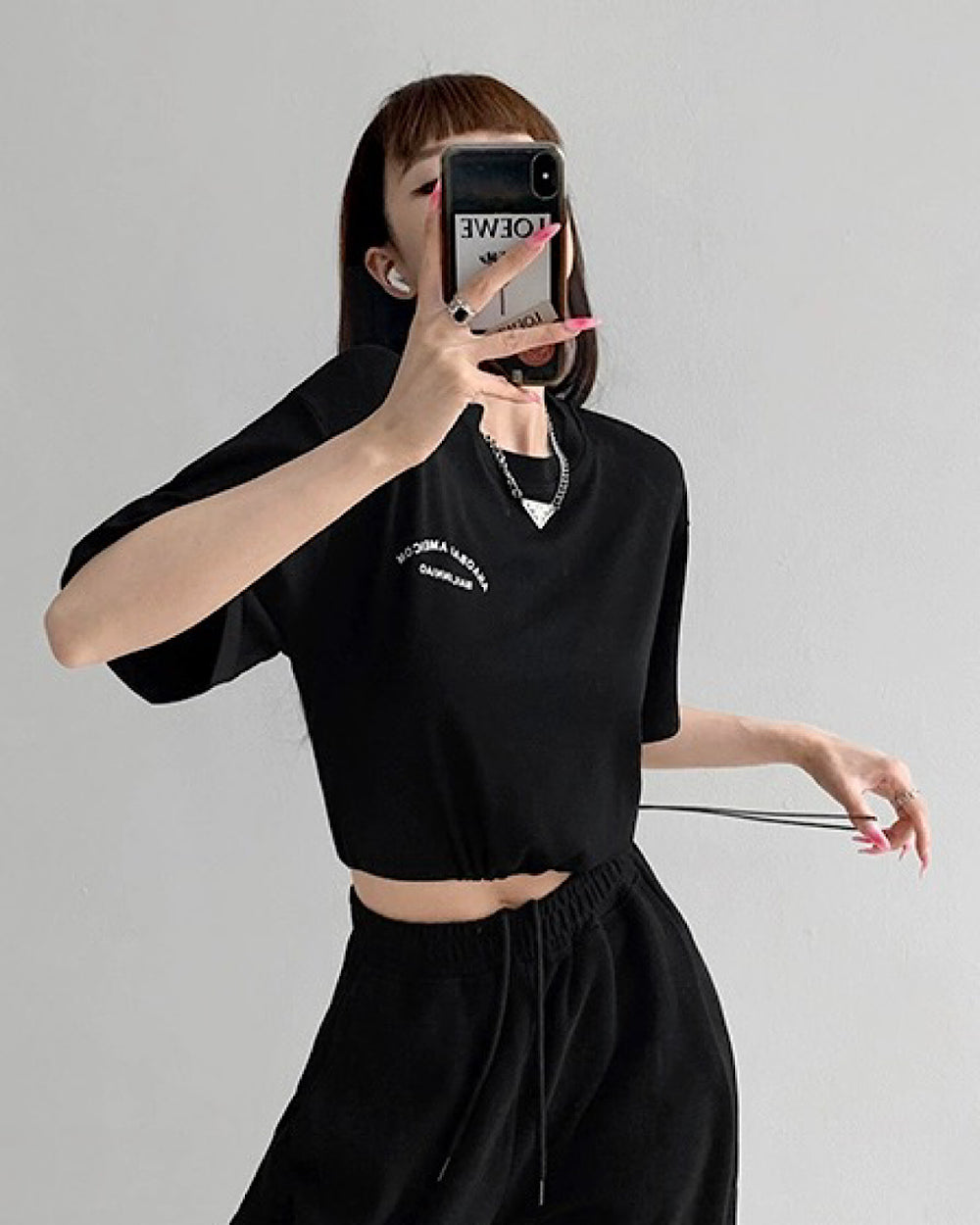 ドローストリングショート丈Tシャツ SL126