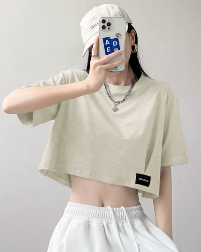 ショート丈タグTシャツ SL228