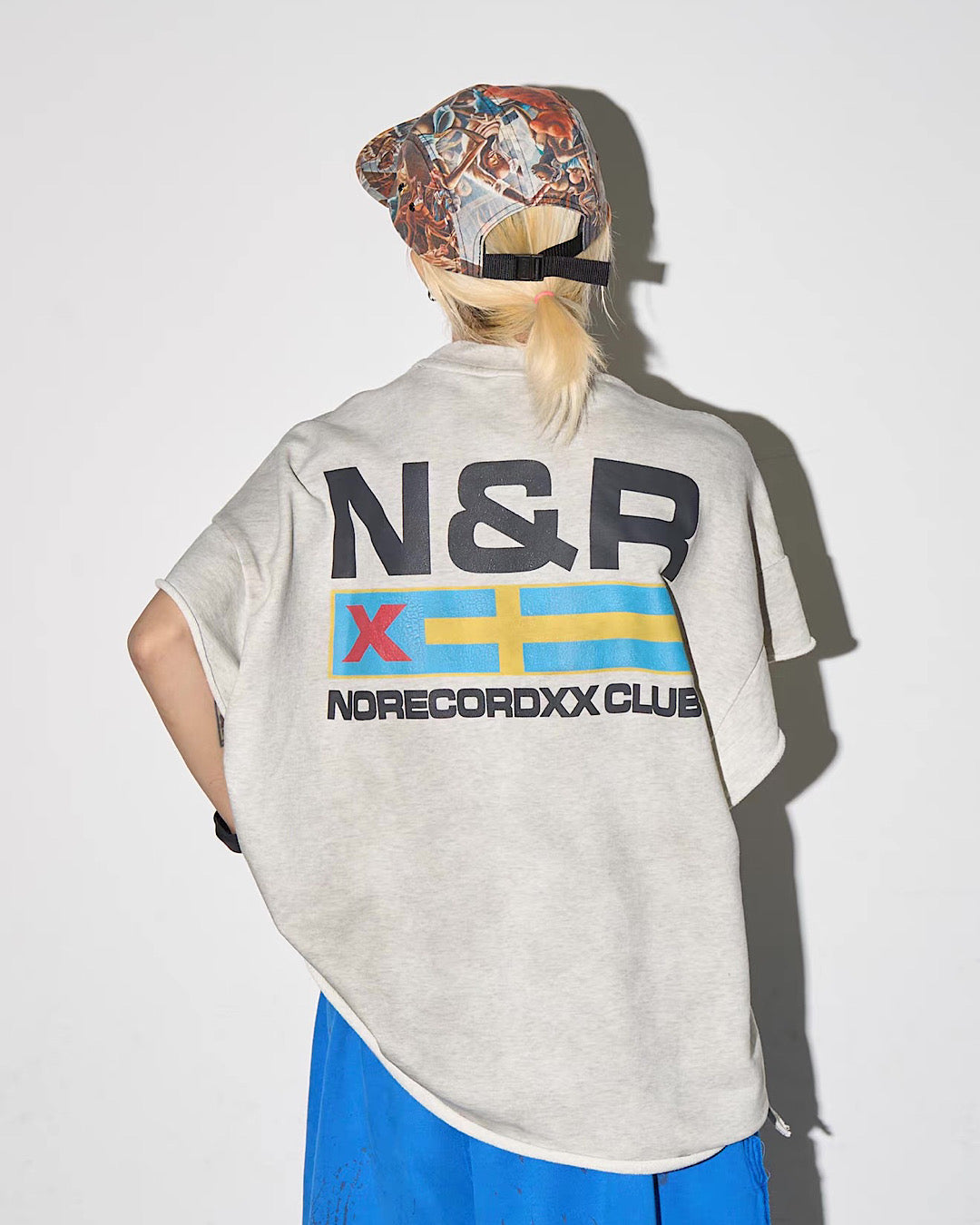 ダメージプリントフレンチスリーブTシャツ SL916