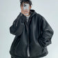 フェイクレザージップアップフードジャケット SL379
