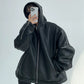 フェイクレザージップアップフードジャケット SL379