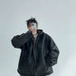 フェイクレザージップアップフードジャケット SL379