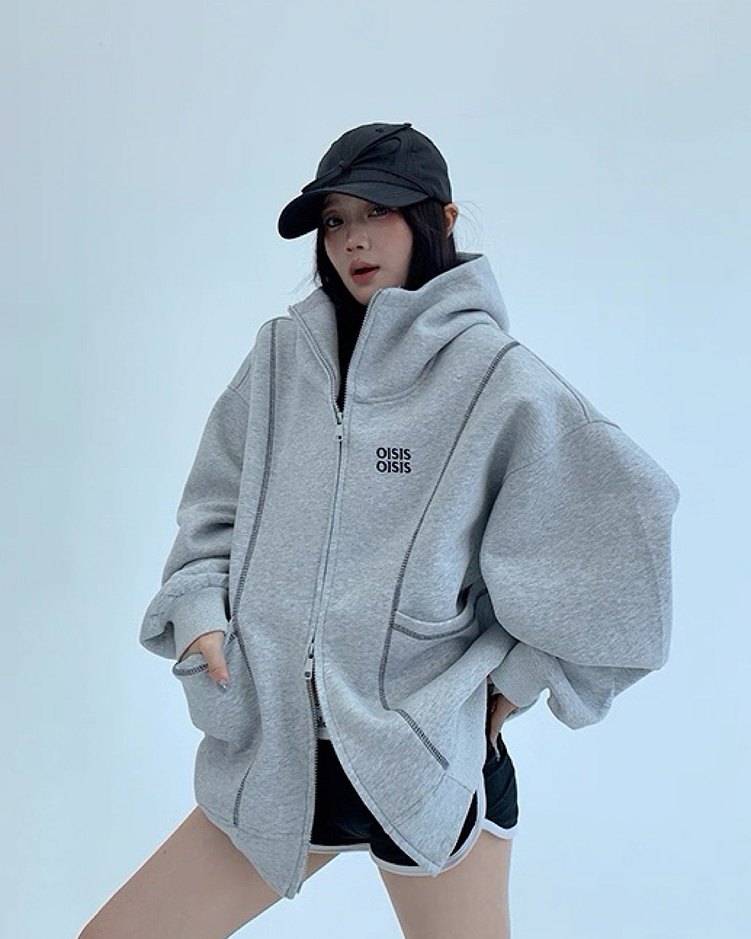 アウトステッチジップアップパーカー SL715