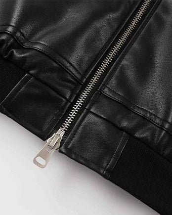 フェイクレザーフードジャケット SL796