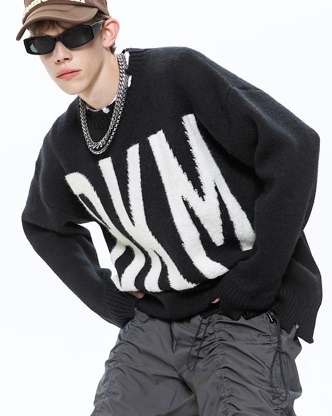 "BKM"ダメージデザインニットプルオーバー M001