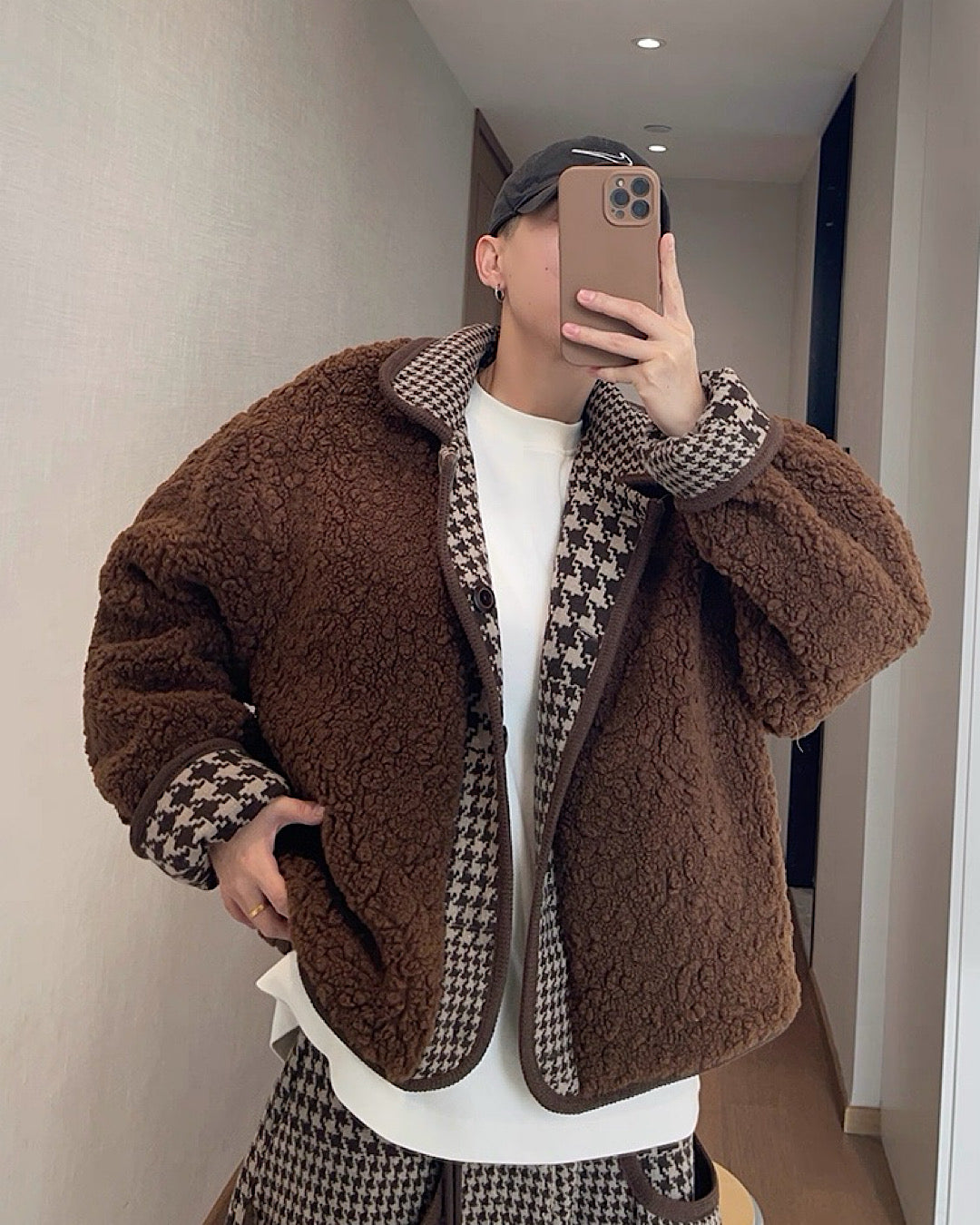 千鳥格子柄リバーシブルボアジャケット M040 – THE SOL93